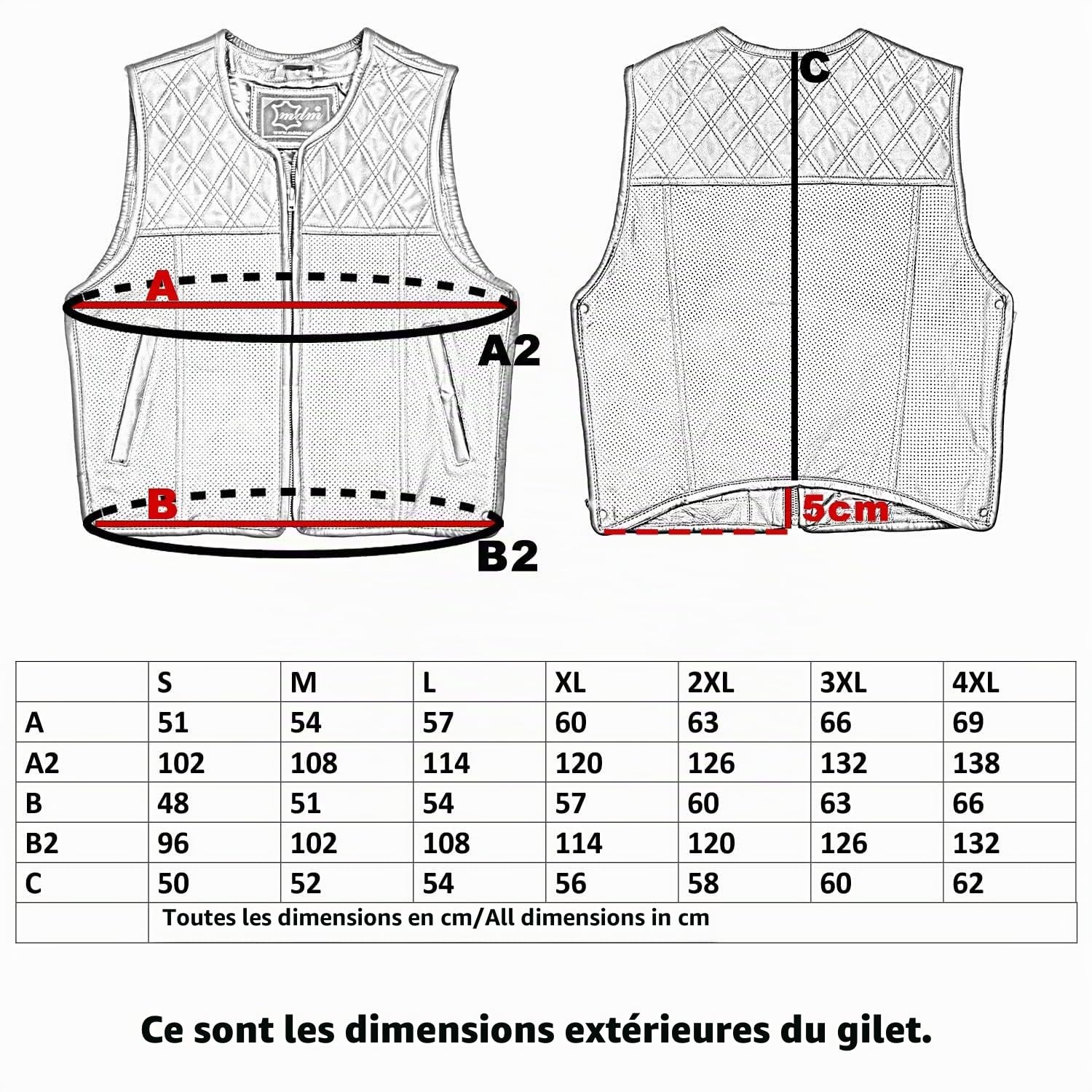 MDM Gilet cuir biker homme Clubstyle, gilet en cuir véritable noir sans manches pour moto, gilet motard homme avec poches et zips latéraux
