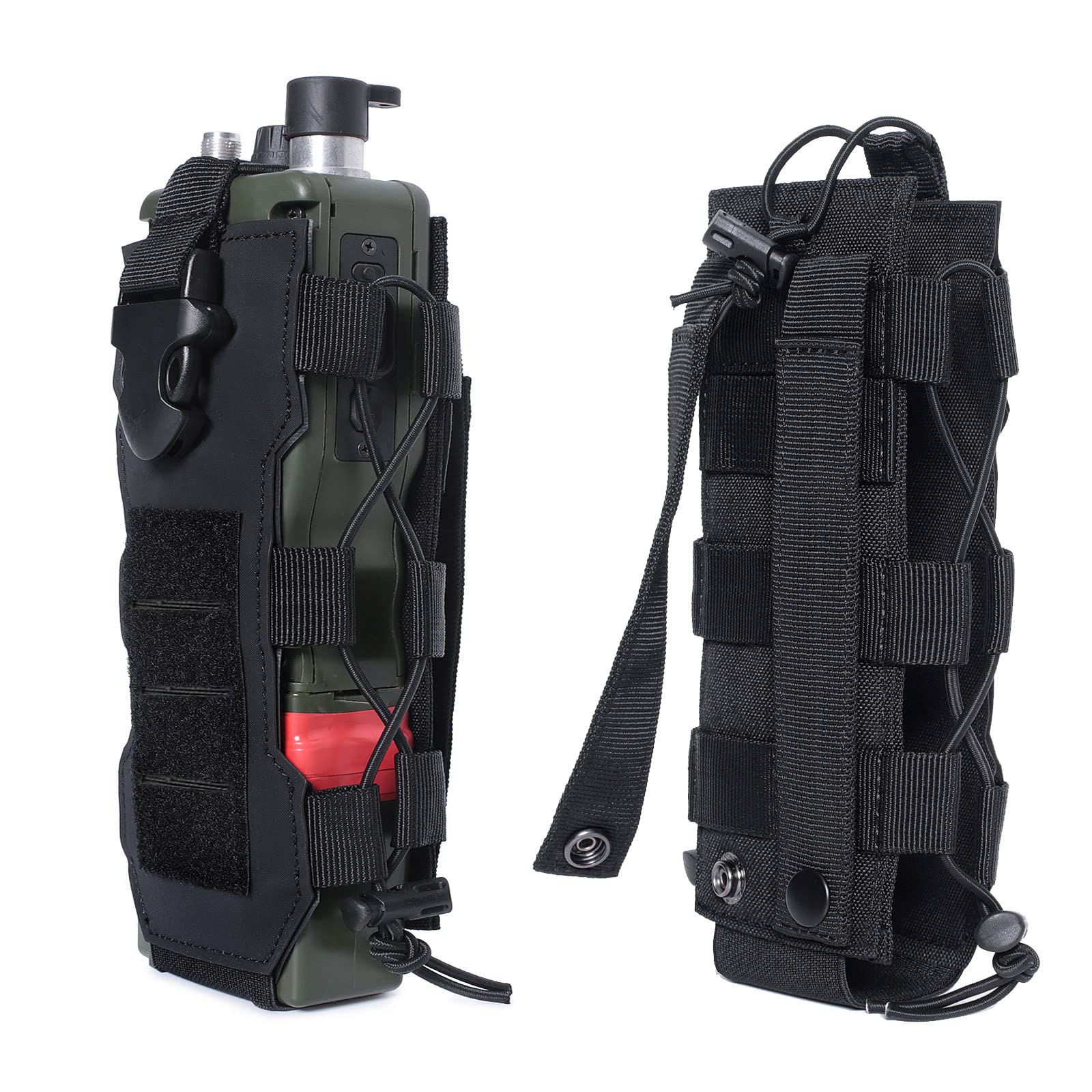 2023 Upgrade Laser Cut Design Molle Radio Pouch Holder & Molle Adjustable Water Bottle Holder 40 oz,Black/Green/Coyote Tan Tactical Bottle Pouch for Backpack Belt