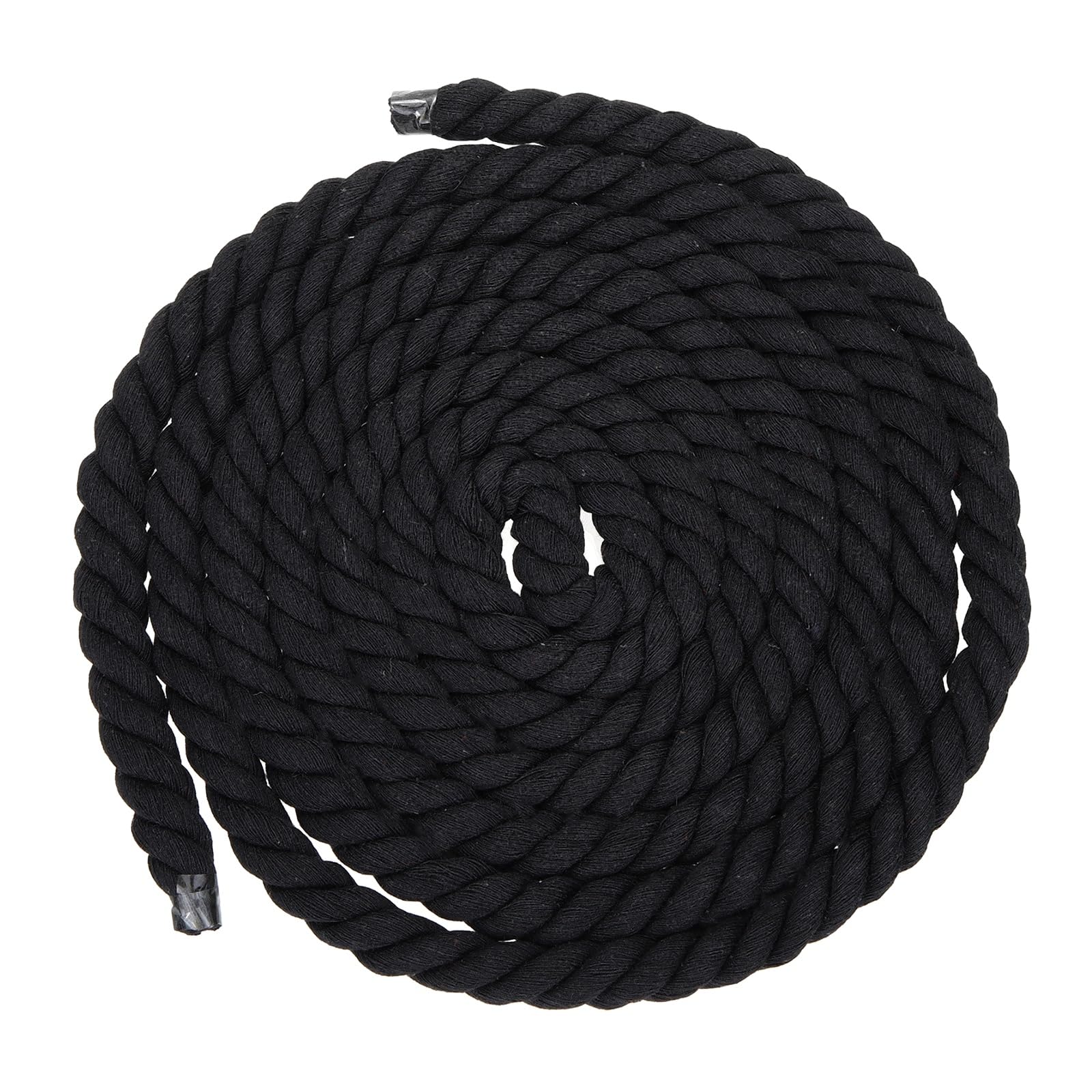 sourcing map 15mm x 11.5 Feet Black Cotton Rope, 3 Strand Clothes Line Outdoors Twisted Braided Thick Macrame Cord for DIY Wall Hanging Plant Hanger Knotting Clothesline โ image 1