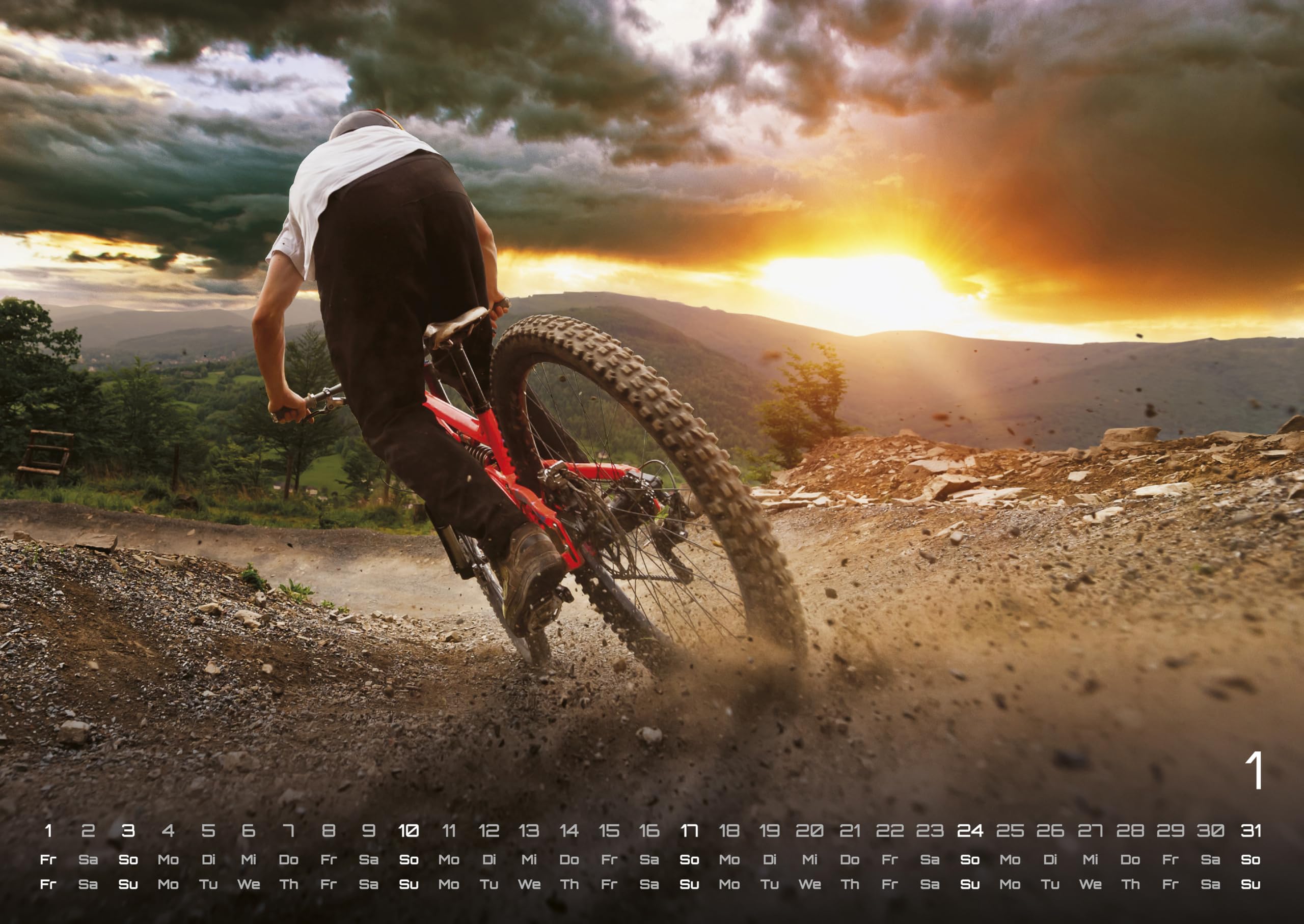 MTB | kalendarz na rower górski 2026 – kalendarz ścienny premium DIN A2 (bardzo duży: ok. 60 cm x 42 cm) – z zapierającymi dech w piersiach zdjęciami akcji dla fanów rowerów