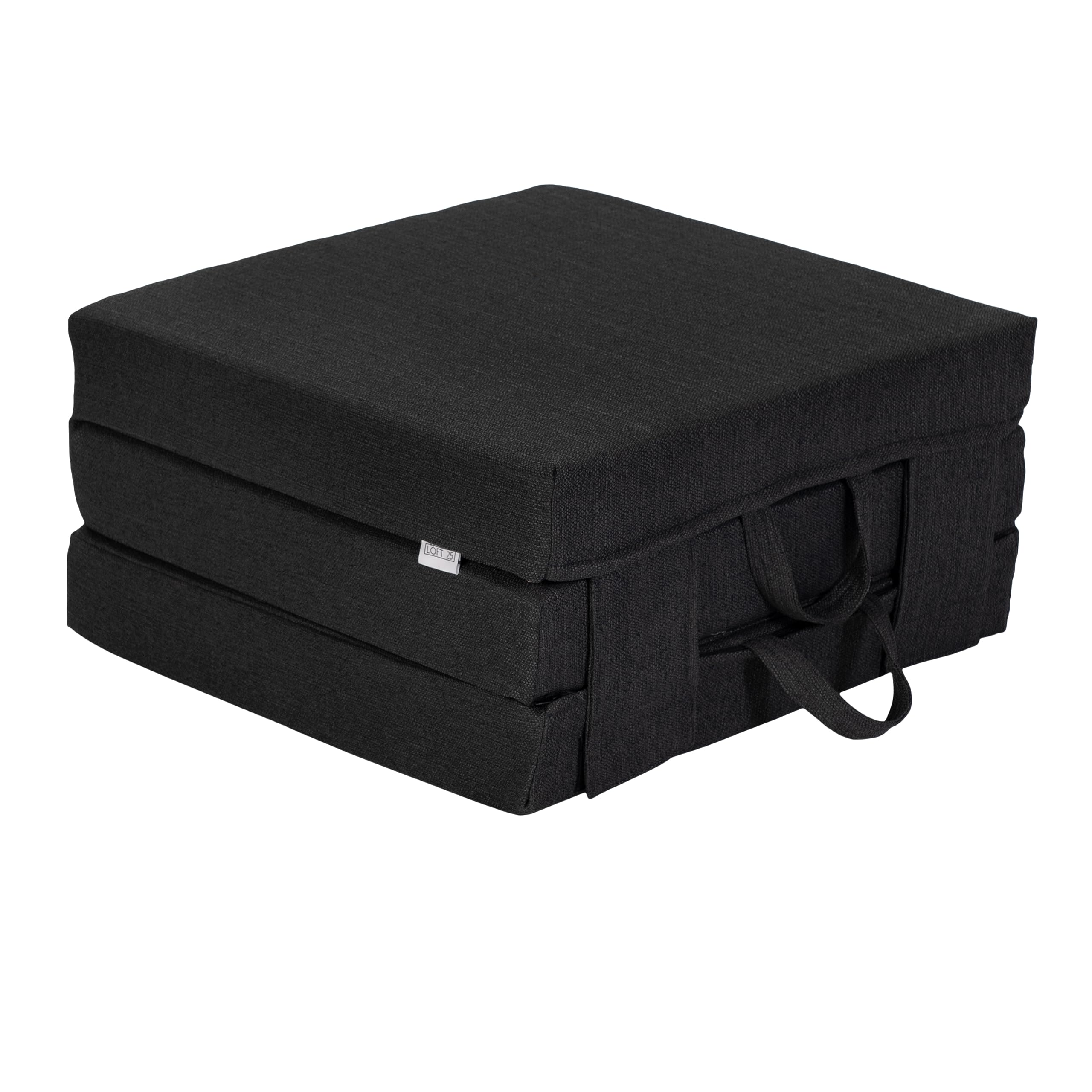 Loft 25 Single Foldable Z Bed Mattress | Indoor Portable Folding Sofa Bed | For Living Room & Bedroom | Great For Sleepover & Guests | Soft & Comfy Futon Set With Carry Handles (Charcoal)