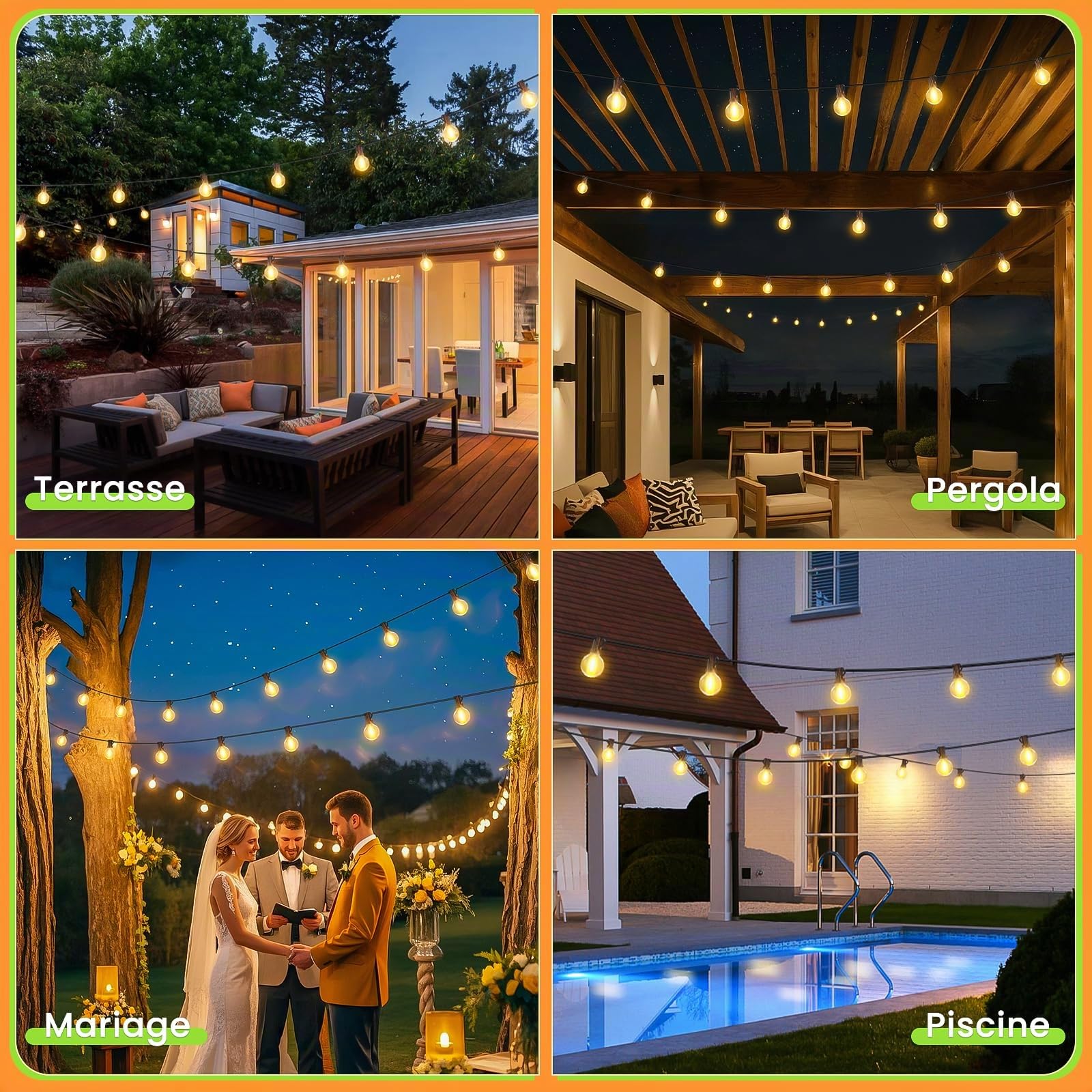 Guirlande Lumineuse d'Extérieur et intérieur - 45M LED Guirlande Guinguette