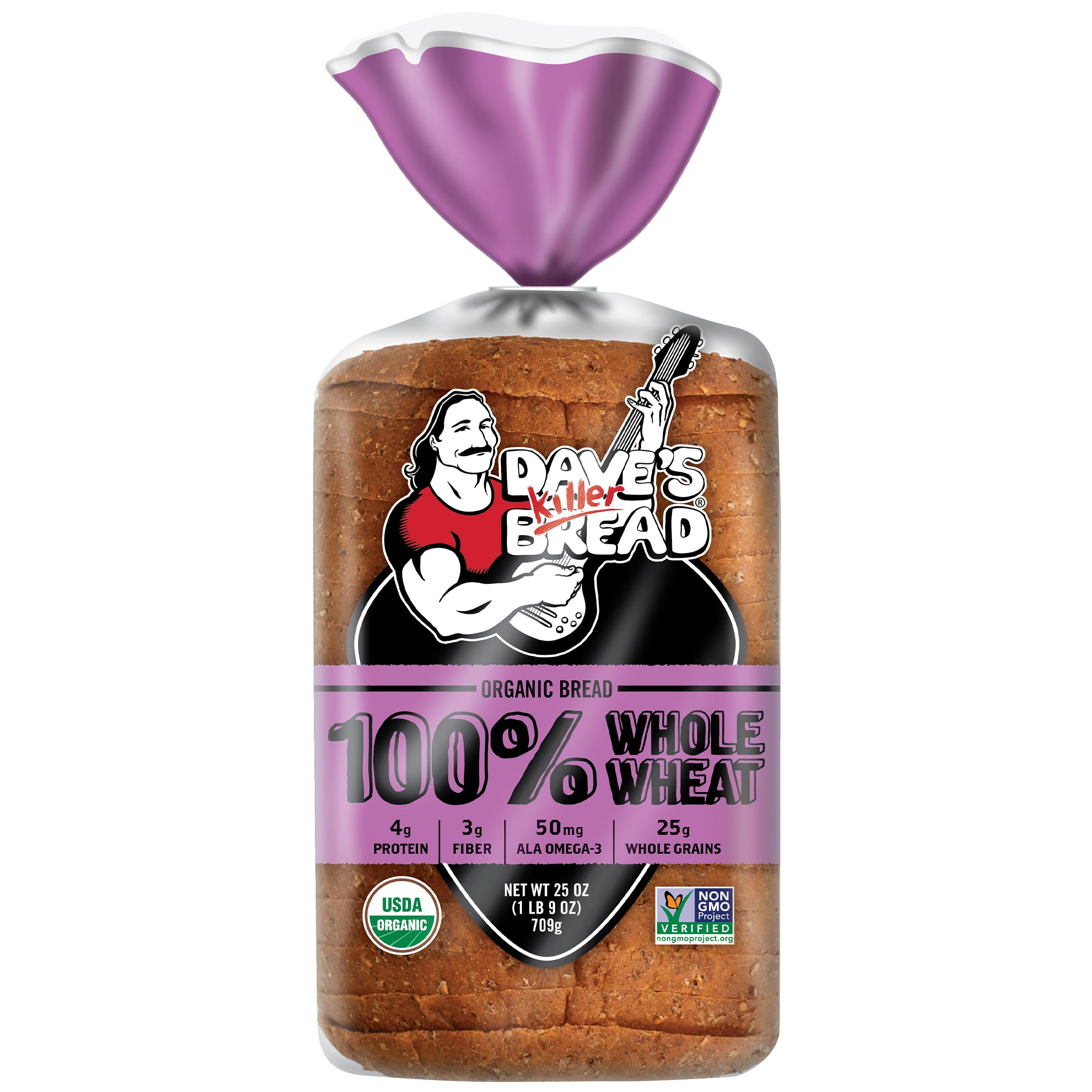 Dave's Killer Bread 100% Whole Wheat, Organic Whole Wheat Bread, 25 oz Loaf