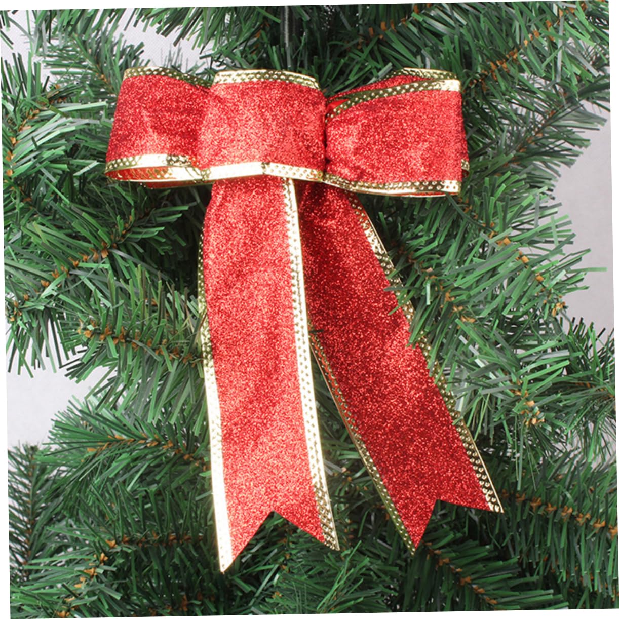 Mobestech 20piezas Lote De Lazos Rojos De Tela Brillante para Decoración Navideña Adornos para Árbol De Navidad y Fácil De Usar Ya Anudados y Listos para Pegar