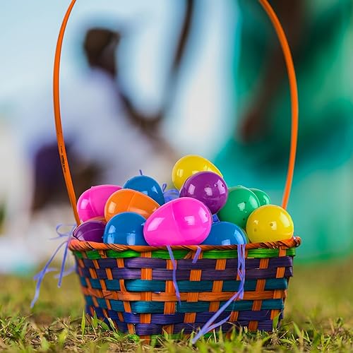 Miniatura 6 de Huevos de Pascua de plástico sorpresa juguetes ciegos bolsas de colores surtidos brillantes y vacíos, cestas de manualidades para juegos de caza de