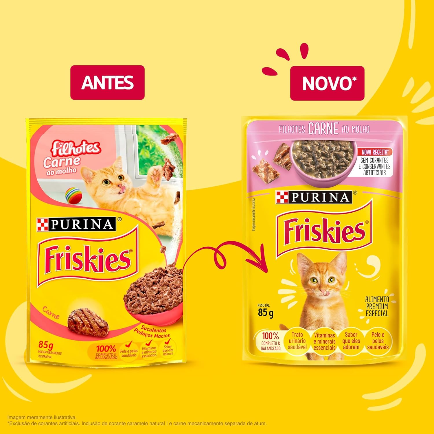 Pack Ração Friskies Filhotes Carne Ao Molho - Com 15 Sachês 85g