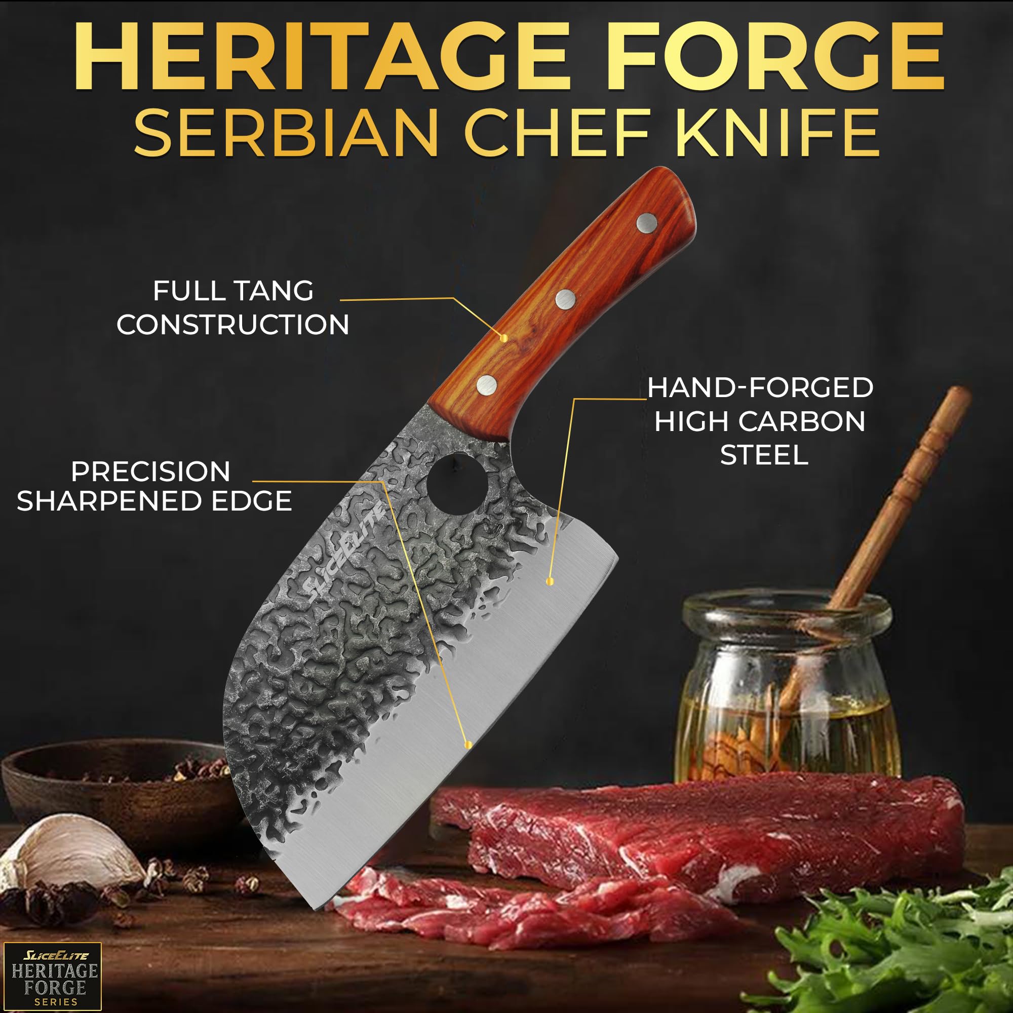 Serbian Chef Knife Vegetable Chopper Meat Cutting Kitchen Knife Food Prep — Amazon image 6