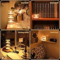 Vista 3 de oneleaf Luz de Ambiente Portátil LED Luz Nocturna, lámpara de vela, tres luces con base de carga, interruptor táctil recargable sin cable para baño