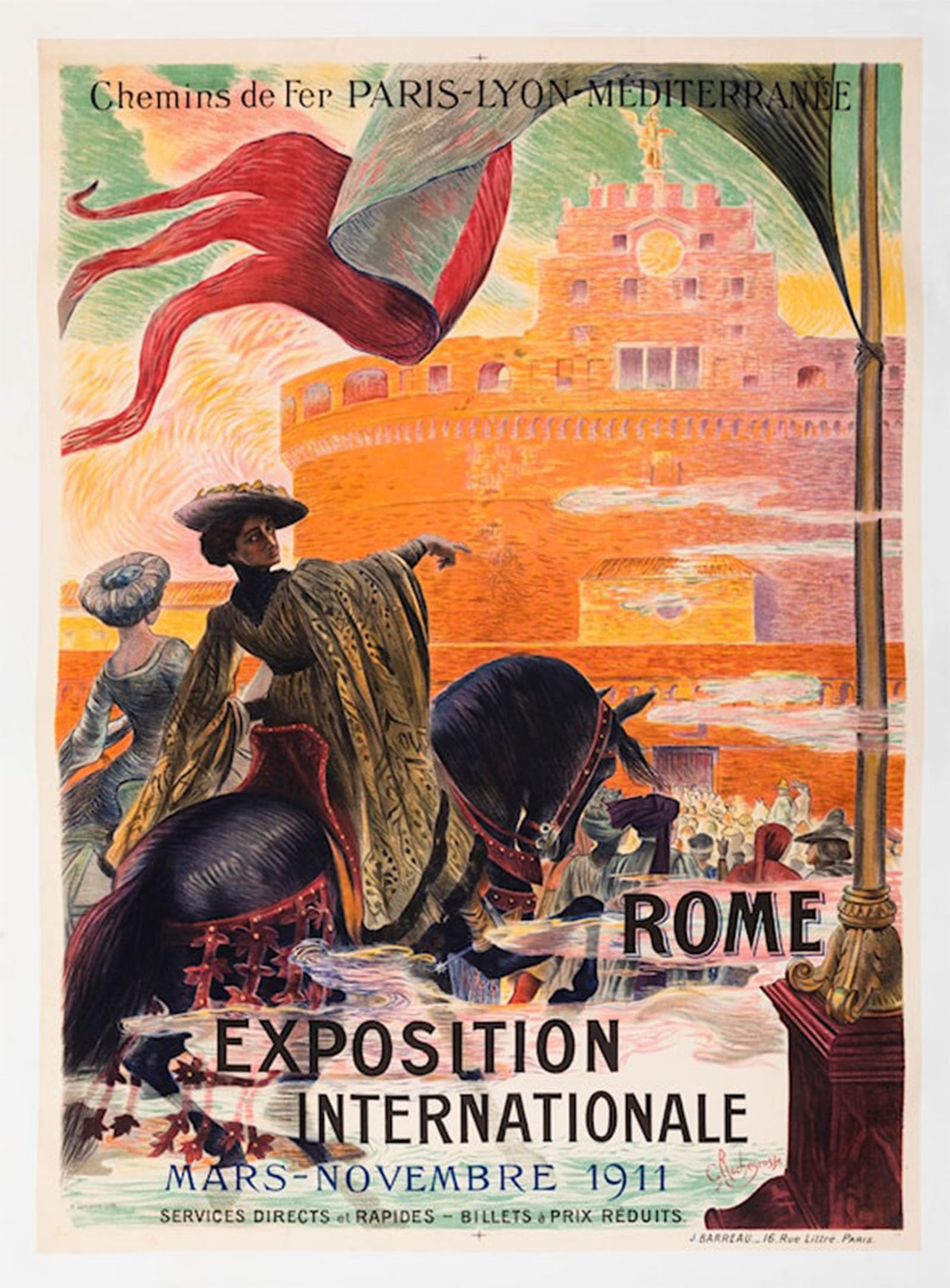 RZHRHJES Retro Picture Portrait Oil Painting Modern Wall Artwork Exposition Internationale by Georges Antoine Rochegrosse Canvas Poster for Office Decor 60x90cm