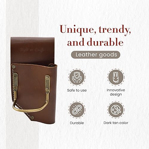 Miniatura 4 de Style n Craft Alicates y soporte para martillo, bolsa de herramientas de cuero de grano completo, marrón oscuro (98450)