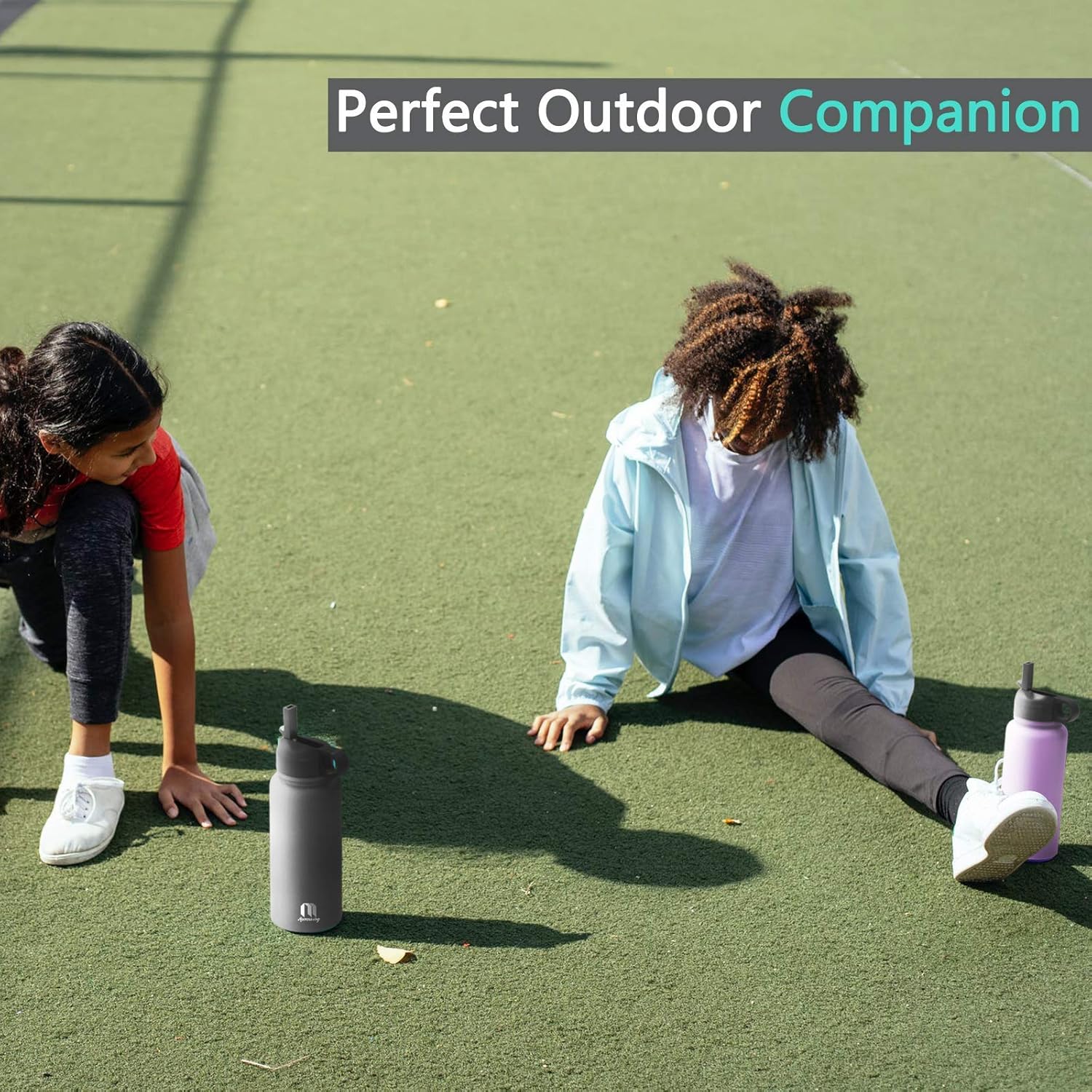 Macrosaving Water Bottle with Straw (27oz), 3 Lids, Double Wall Vacuum Stainless Steel Sports Insulated Water Bottle, Leakproof BPA Free Personalized Water Bottle Travel Thermos for Biking, Hiking Photo