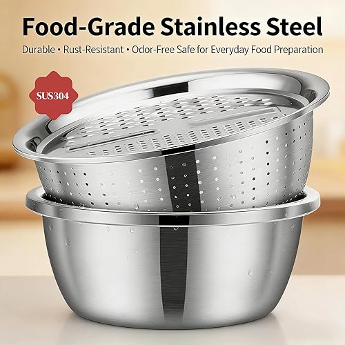 Miniatura 3 de Cuenca multifuncional de acero inoxidable de Alemania, 2026 nuevo lavabo de corte de acero inoxidable para trituración y drenaje, colador 5 en 1 y