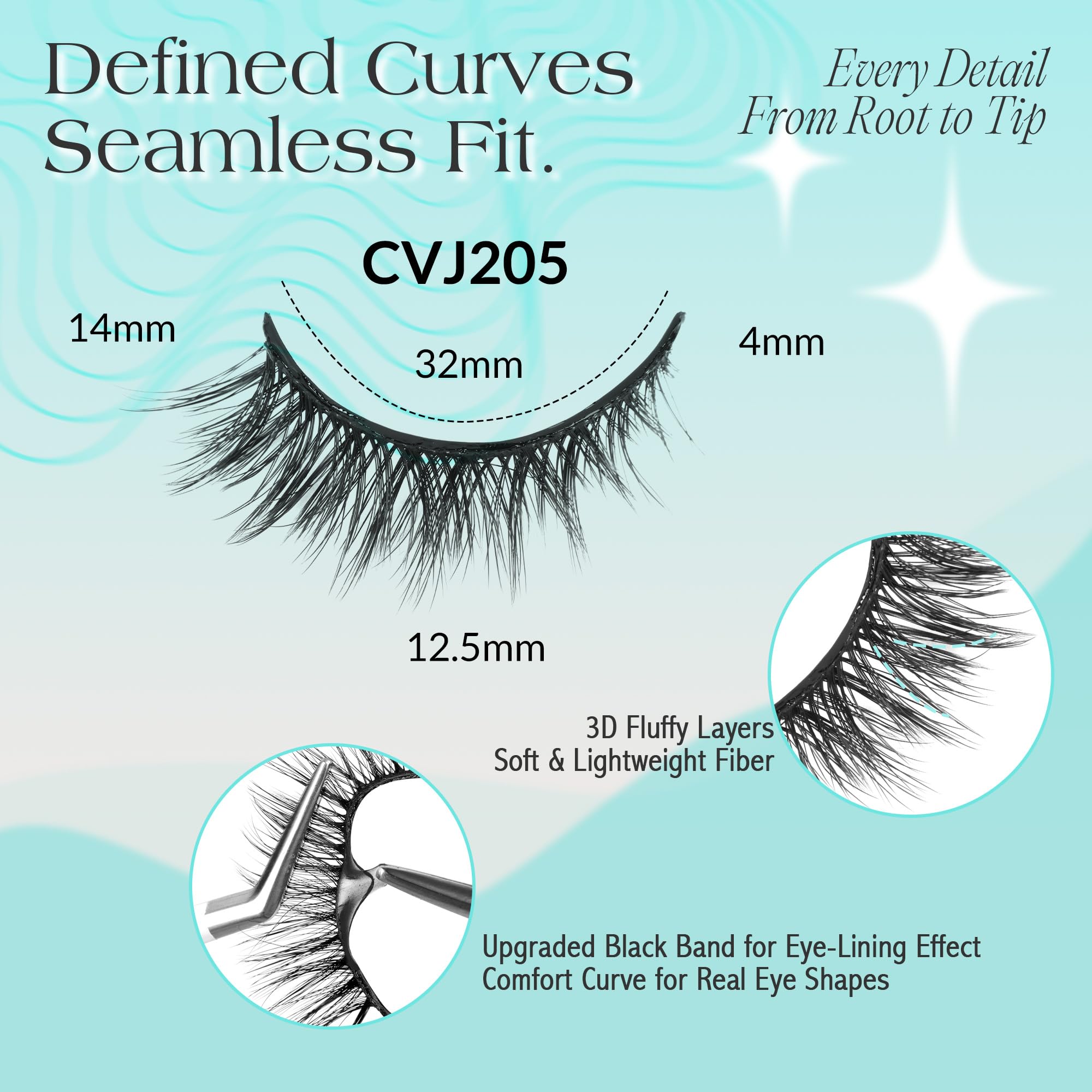 Bepholan Self Adhesive Eyelashes Natural Look,Pre Glued No Glue Needed Reusable Press On Lashes False Eyelashes Wispy with Tweezer of Replacement Adhesive Strips 8-14mm 5 Pairs(CVJ205)