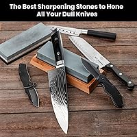 Vista 4 de Whetstone Knife Sharpening Stone Set, Premium 2-Sided Whetstone Sharpener 1000/6000 Grit Whetstone Kit with Non-Slip Bamboo Base and Silicon insert