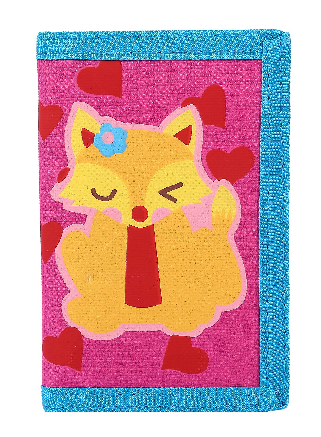 RFID Blocking Wallet for Kids/Slim Cartoon Wallet with Zippered Pocket/Trifold Canvas Outdoor Sports Wallet, Fox, Small, Single Package
