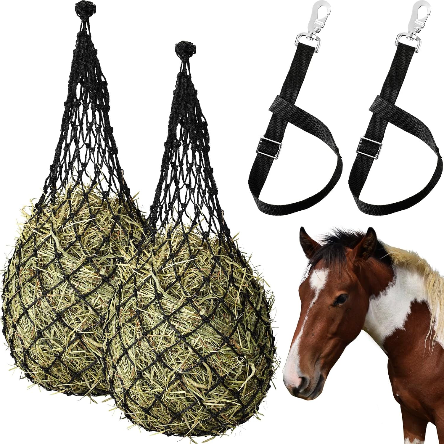 4 Pcs Slow Feed Hay Feeder for Horses, 2 x 2 Holes 40 Inch Length Goat