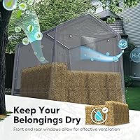 Vista 3 de Quictent Refugio de cochera resistente de 6 x 8 pies con ventanas de malla enrollables y marco reforzado, toldo de garaje portátil
