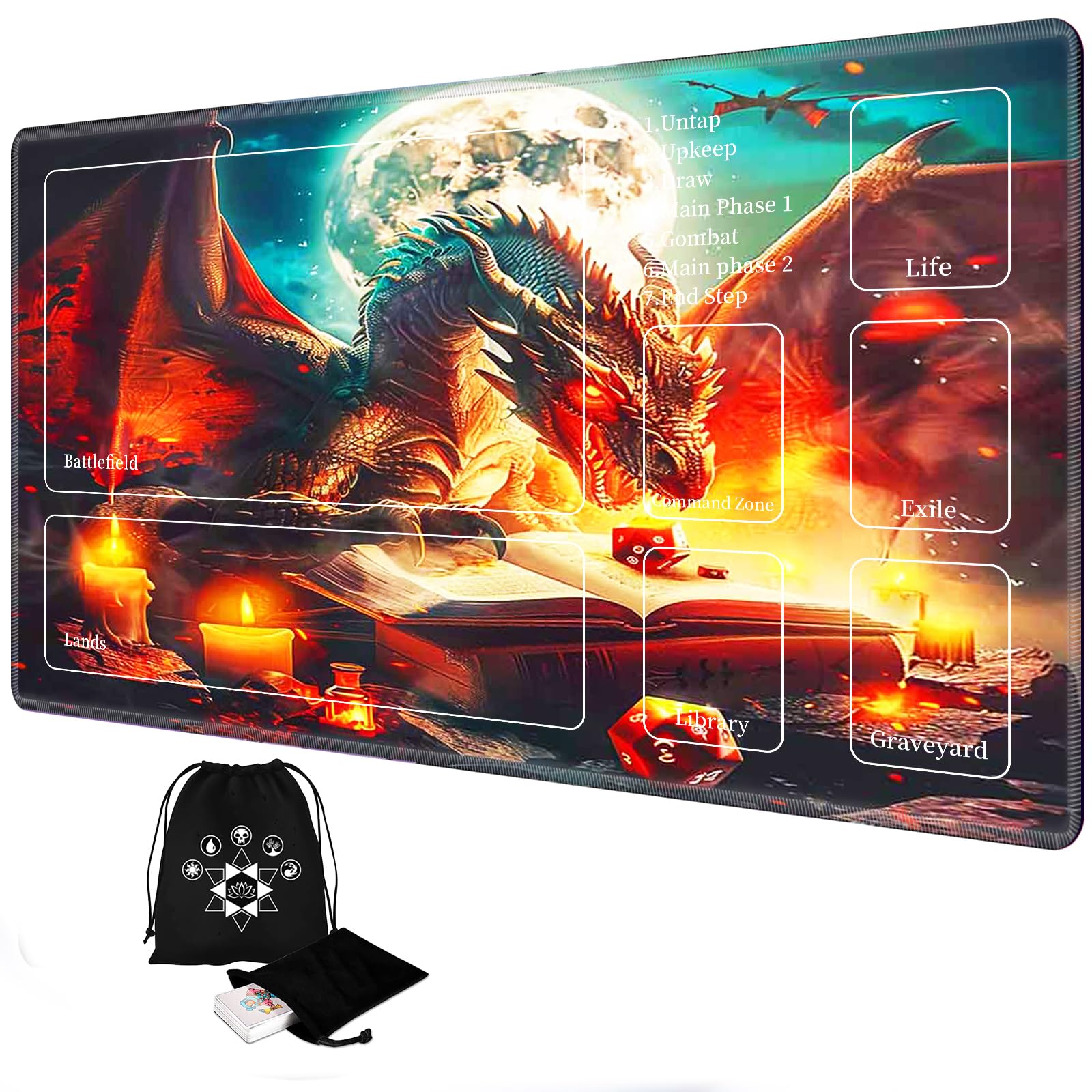 Amazon.com: MTG Playmat with Zones,14x24 Board Game Mat with Non