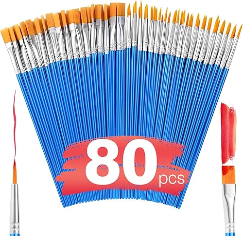 Miniatura 38 de Juego de pinceles de pintura acrílica, (20 paquetes/200 unidades), cepillos de pelo de nailon para óleo y acuarela, juego perfecto de pintura Rosa