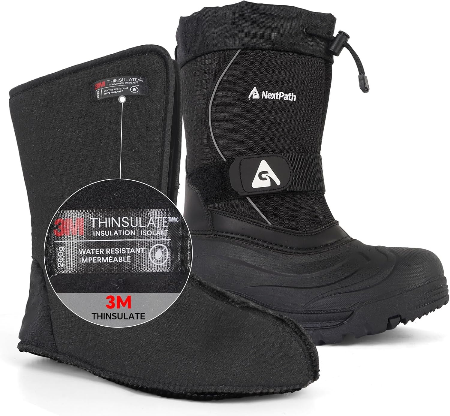 Men's Snow Boots 12/14 inch Snow Boots For Men Waterproof Insulated Mens Winter Work Boots with Removable Liner Black Winter Boots
