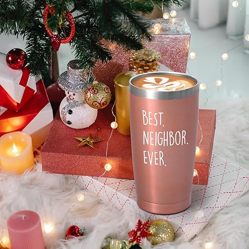 Miniatura 6 de Qtencas Best Neighbor Ever Gifts - Vaso de viaje aislado de acero inoxidable, regalos de Navidad para vecinos, regalos de despedida de inauguración