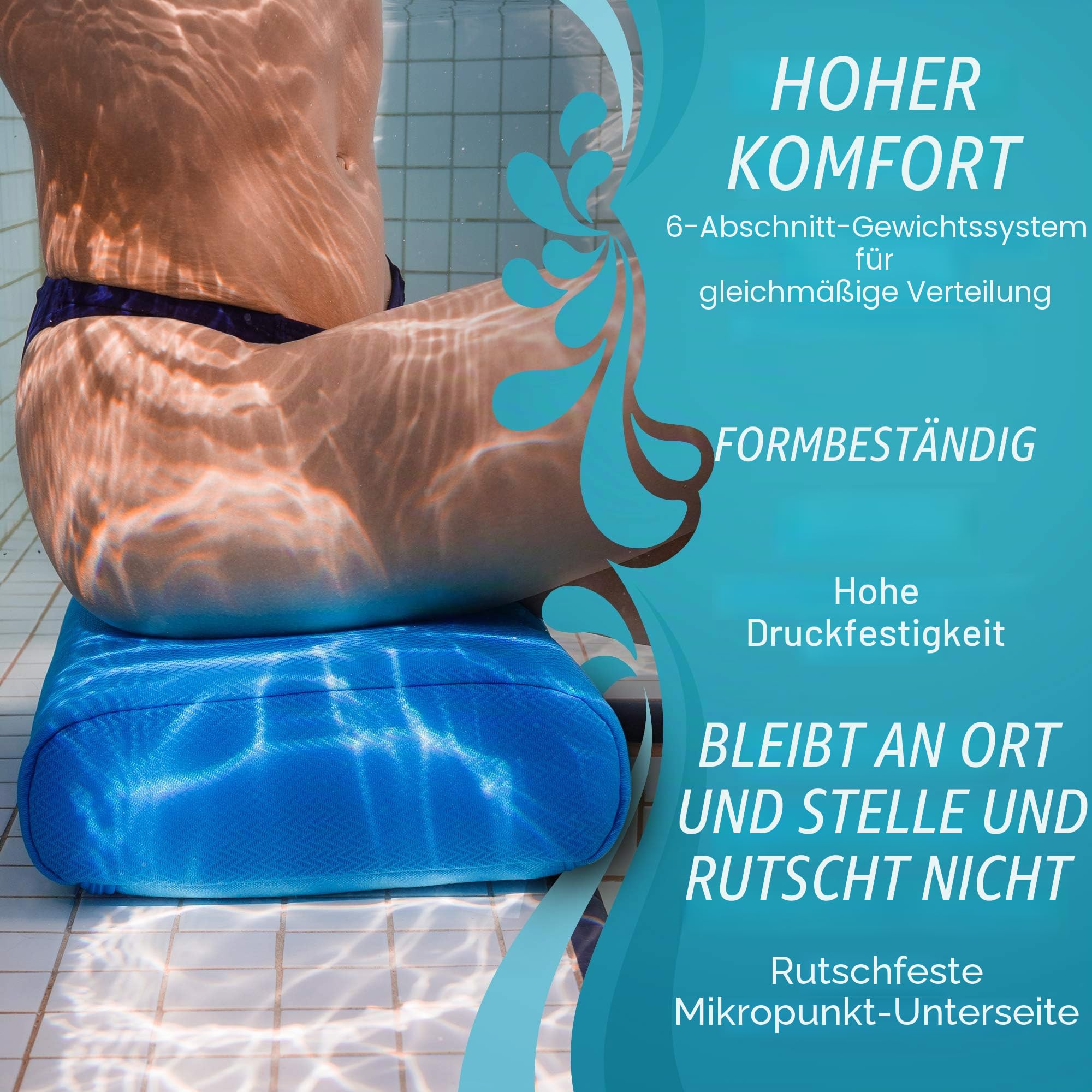 Star Splash Whirlpool Sitzkissen 38cmx30cmx12cm – Sitz Whirlpool mit Rutschfestem Micro Dot Boden und 6 Sektionen mit Gewichten - Schnell Trocknendes Badewannenkissen für Drinnen oder Draußen