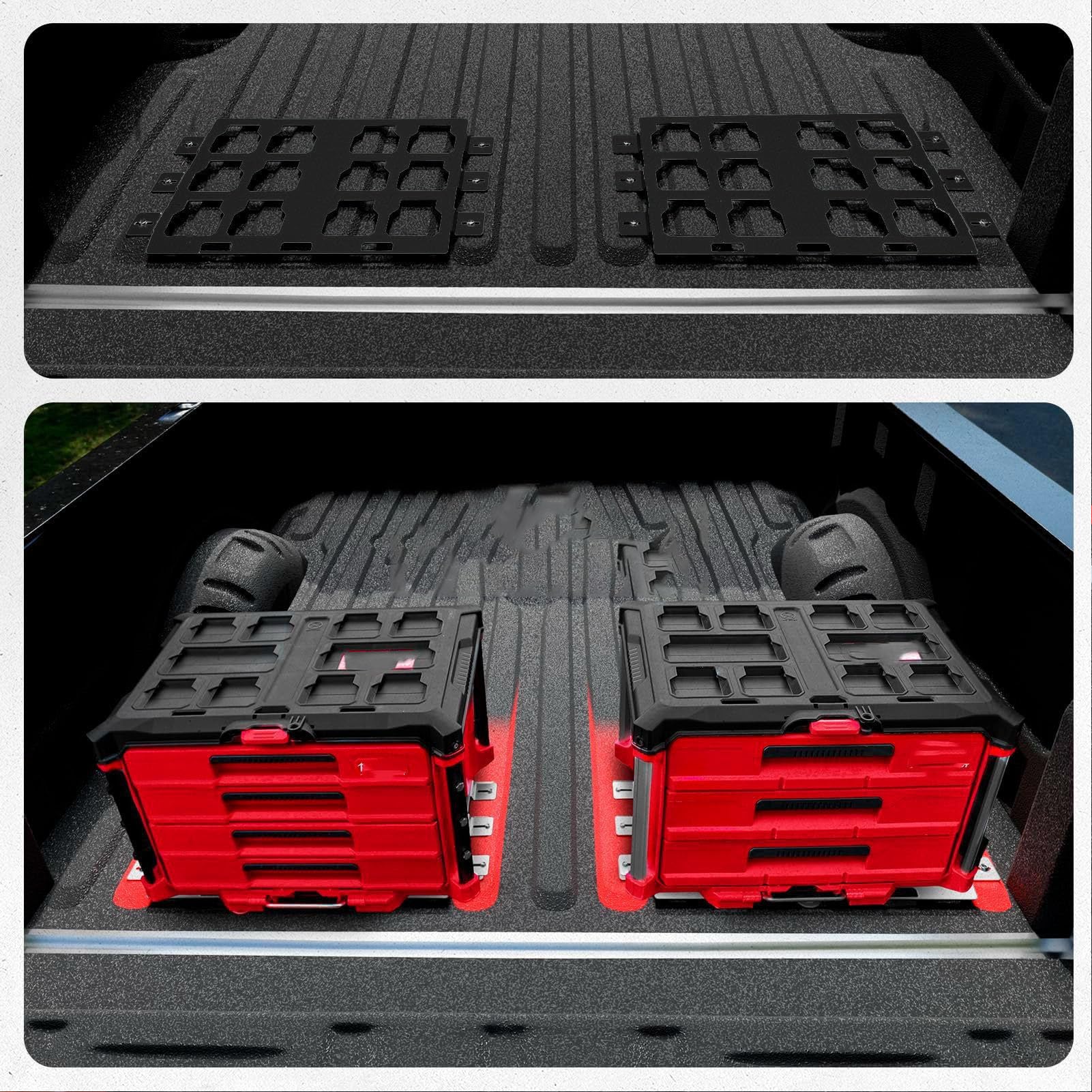 Caja de Herramientas de Aluminio Placa de Montaje Base de Montaje en Pared o Piso para Almacenamiento Seguro de Herramientas, Organización de Garaje y Uso en Plataforma de Camión (BLACK)
