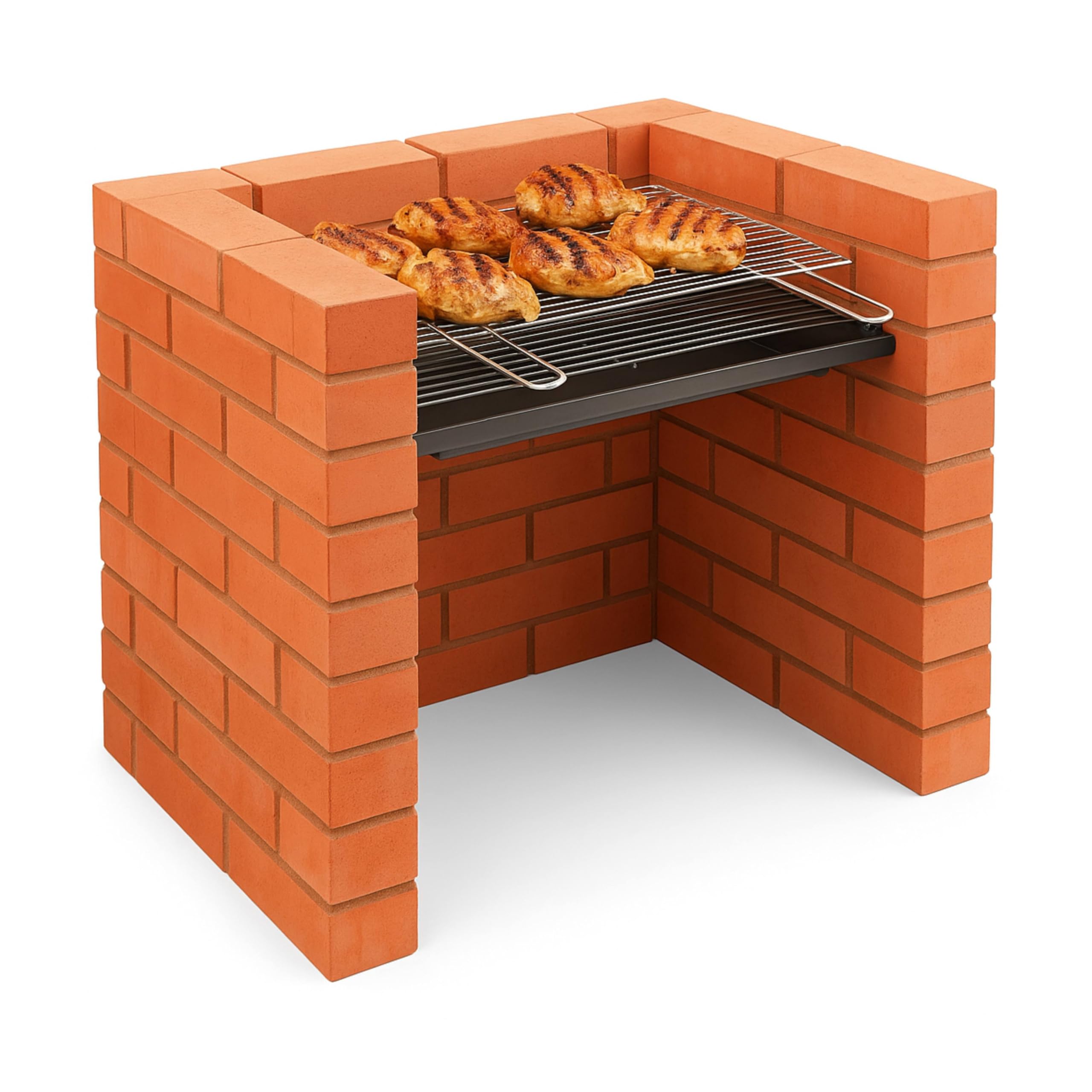 ADEPTNA DIY Barbecue Grill Set Stainless Steel Outdoor Charcoal BBQ Kit Build Your Own Brick BBQ Heavy Duty Chrome Plated Cooking Grill Ash Tray & Charcoal Grid Large Family Size Garden Barbecue