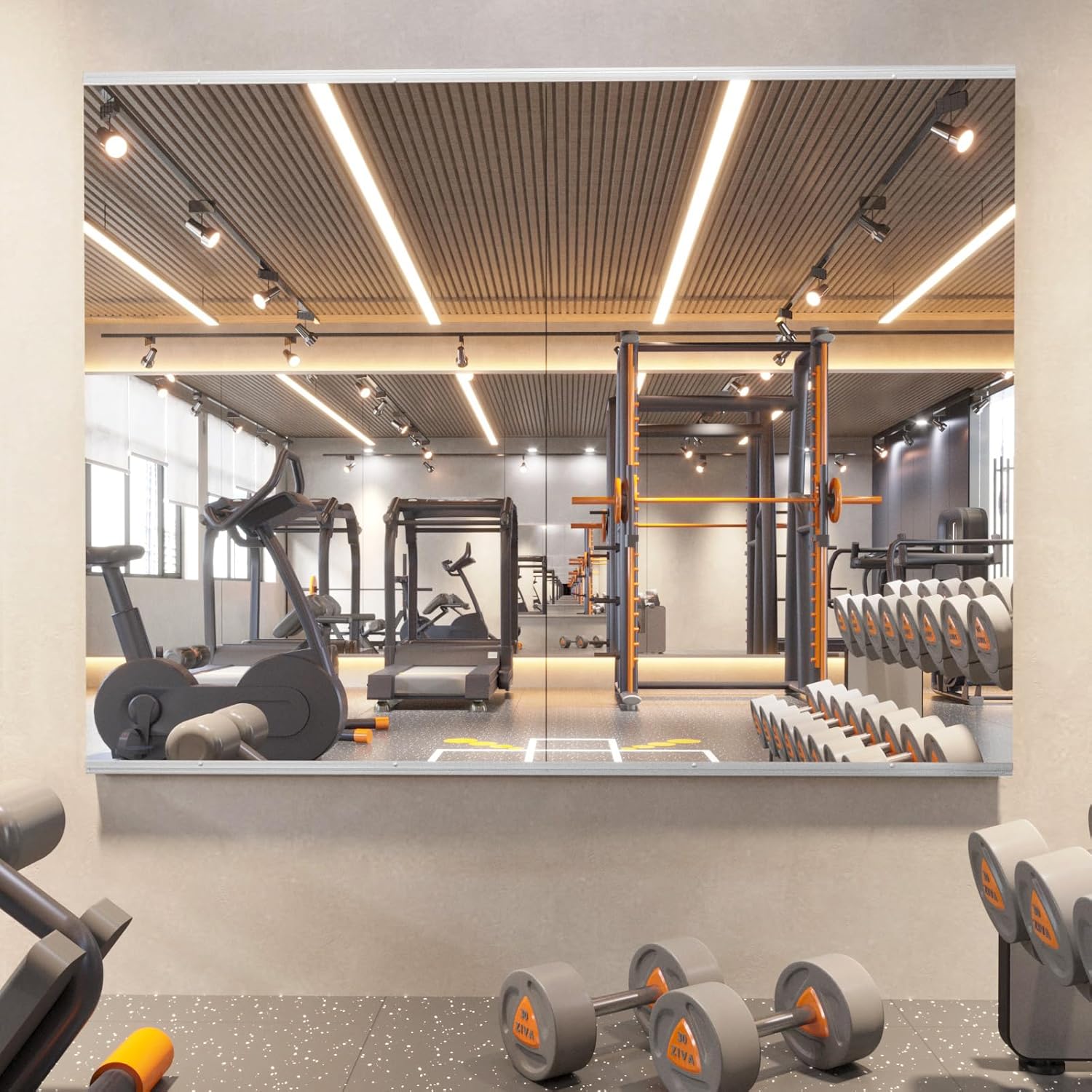 Home Gym Mirror, 48x30 Inch(Each)-2Pcs, Large Exercise Mirror, Frameless Full Body Mirror, Tempered Glass, Wall Mounted for Gym, Yoga, Bedroom, Dance Studio Gym Mirror 48"x30"-2Pcs