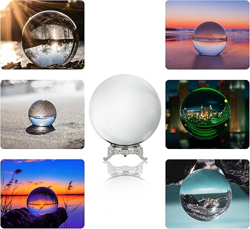 Miniatura 3 de Bola de cristal transparente de 3.9 pulgadas con soporte de metal, adivinador, bola de cuarzo místico, accesorios de fotografía, esferas de
