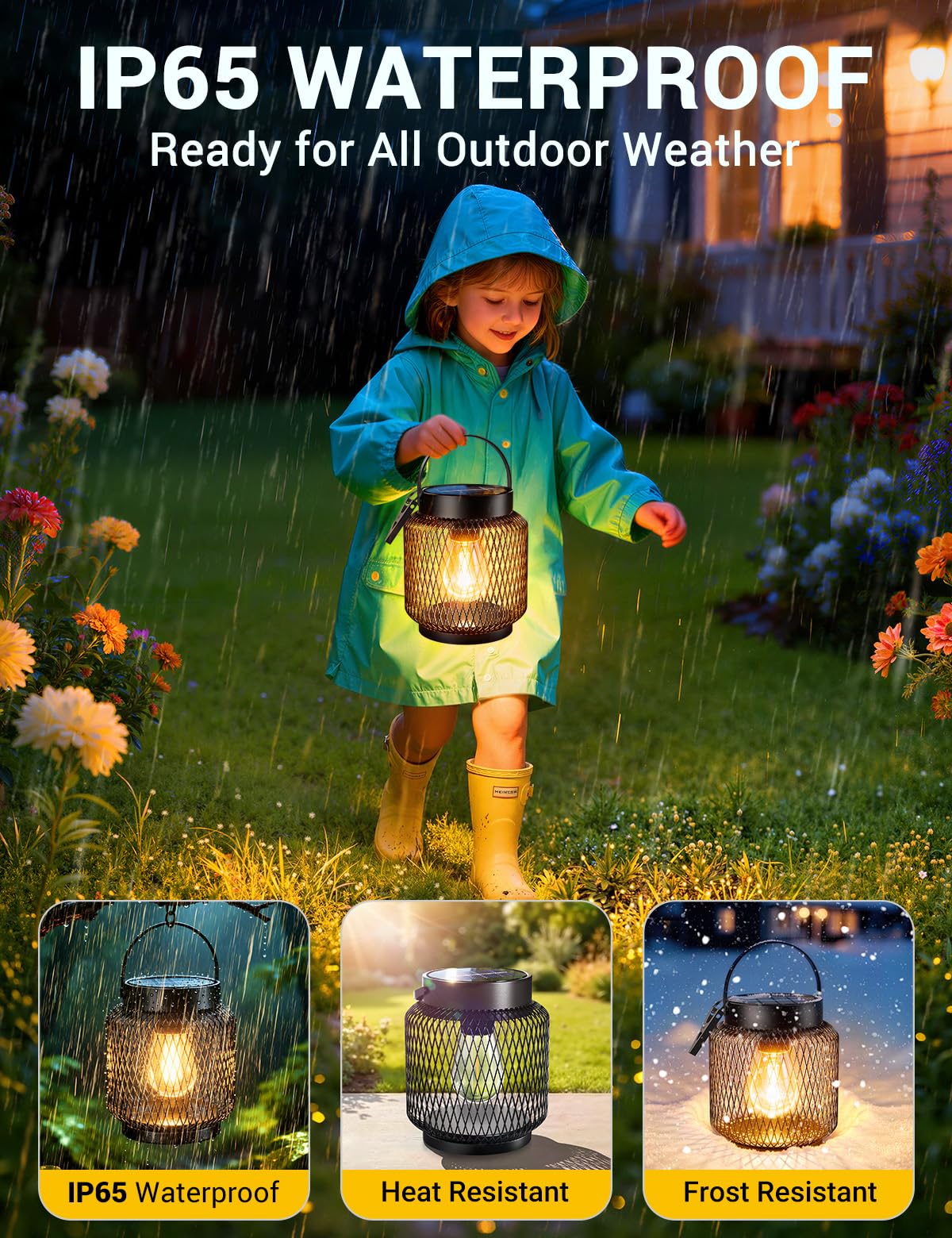 GEARLITE Solarlampen für Außen Hängend/Stehend, 2 Stück Metall Solar Laternen für Draußen mit Größer LED-Glühbirne, IP65 Wasserdicht Laterne für den Garten, Balkon, Outdoor, Terrassen, Warmweiß