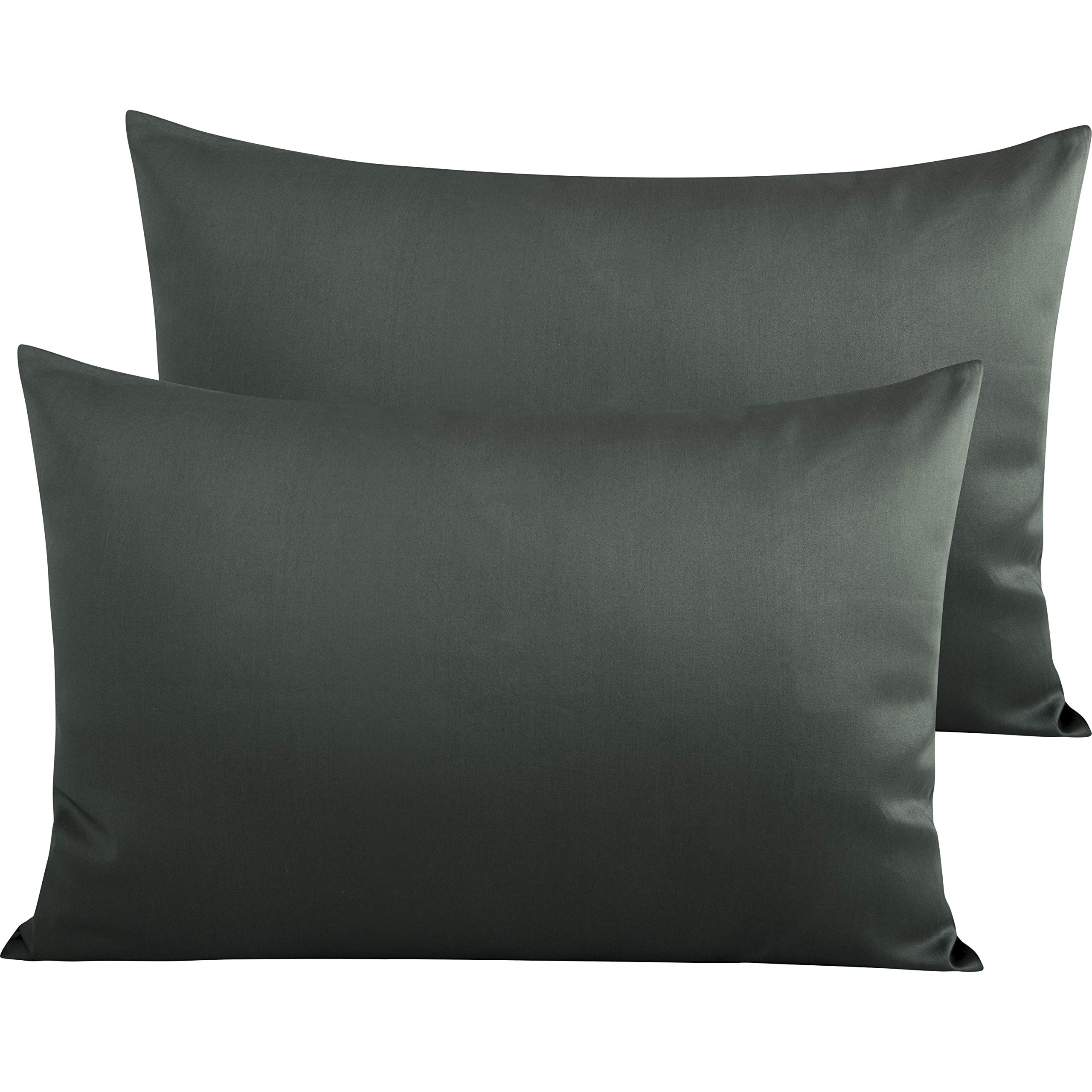 NTBAY Egyptian Cotton Toddler Pillowcases - Set of 2 - Travel Pillow Cases - 500 Thread Count Cotton 13x18 Pillow Covers - Envelope Closure Nursery Pillowcases, 13x18 Inches, Charcoal Grey
