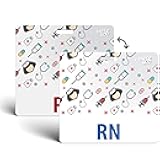 RN Badge Buddy - White with Medical Icons - Horizontal Badge Id Card for Registered Nurses - by BadgeZoo