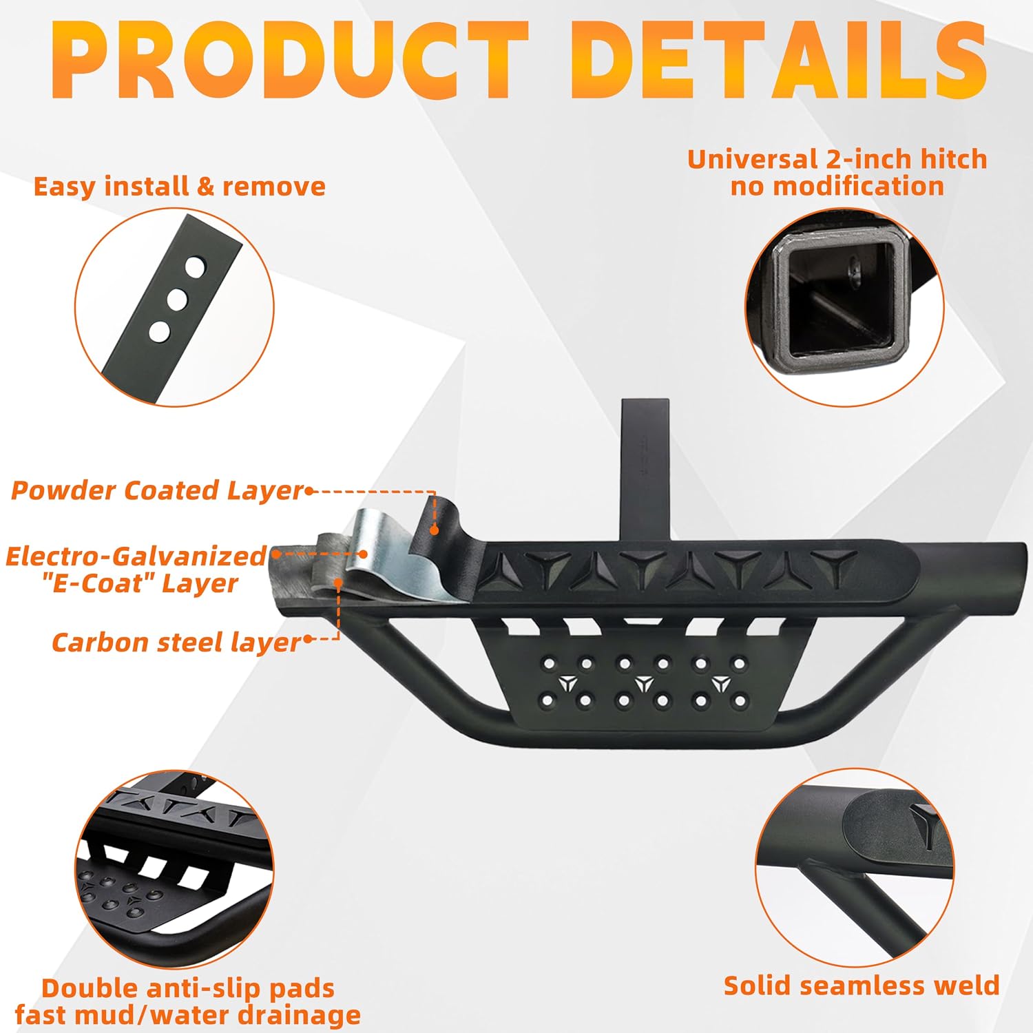 Double Layer Tow Hitch Step for 2" Hitch Receiver Fits Various Car Models