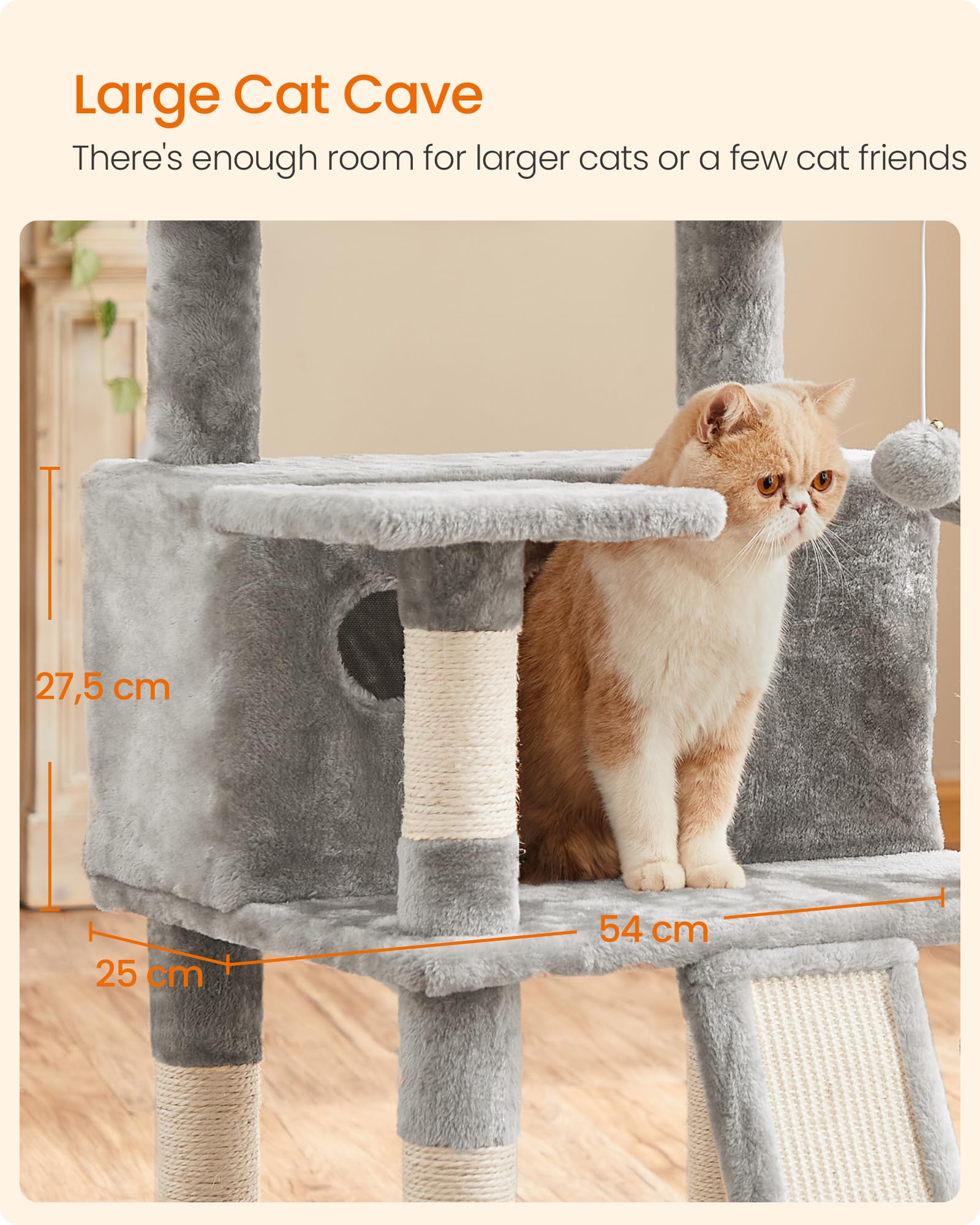 Feandrea Árbol para Gatos, XXL,169 cm, Gris Claro PCT019W01