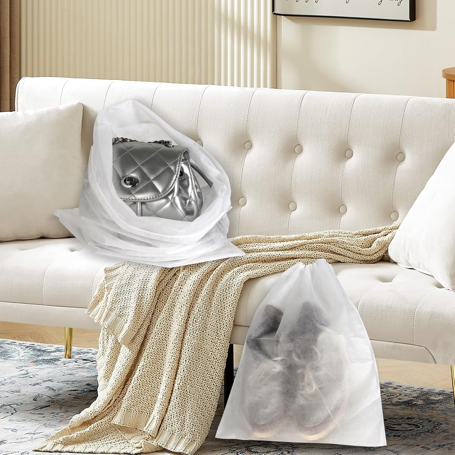 Multi-Purpose Reusable Dust Bags 50 Pcs (15.7x19.7 Inch) - Non-Woven Organizers for Handbags, Purses, Shoes, Closet & Travel Storage - Image 7