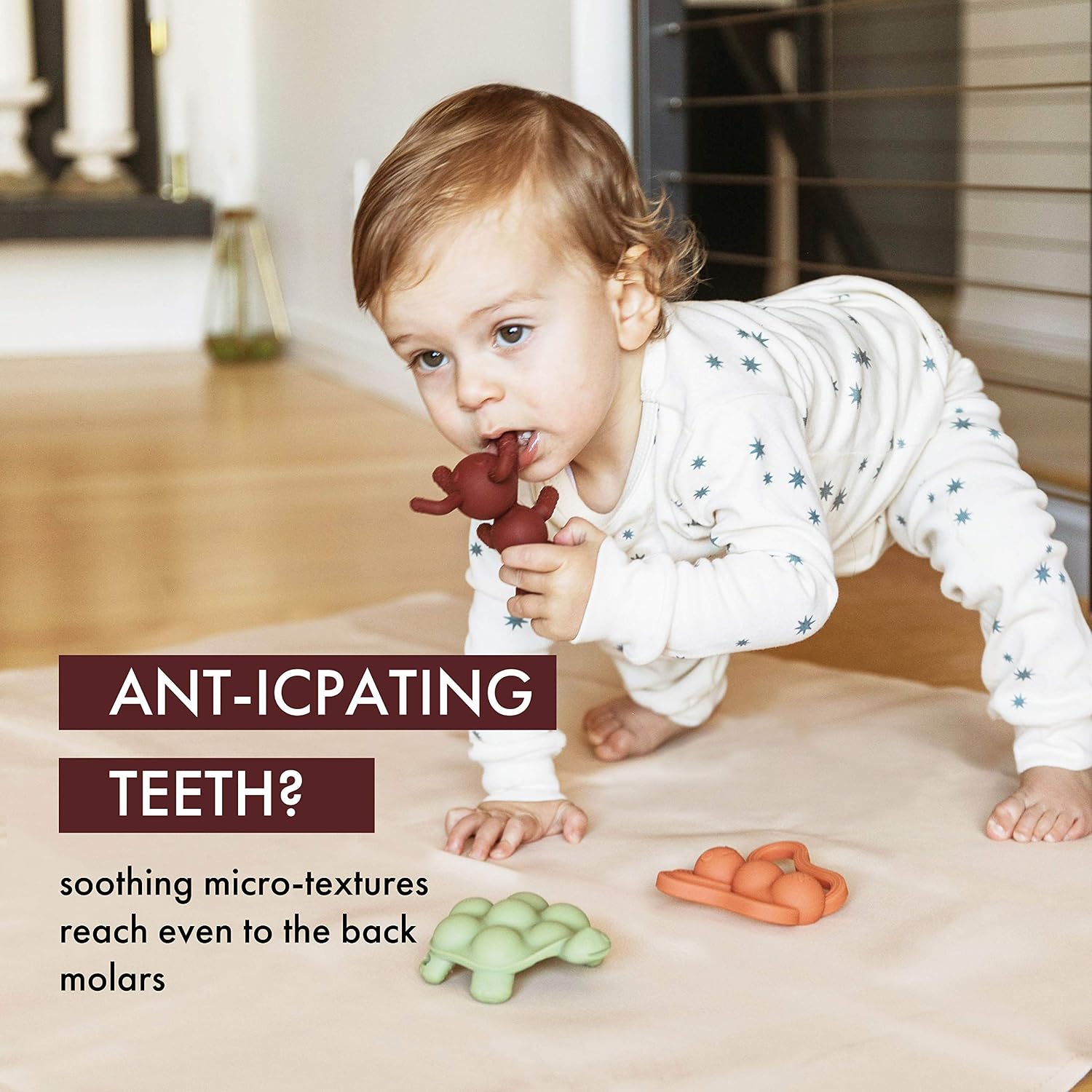Doddle & Co. The Chew Teethers, Poppable Bubbles, Like Bubble Wrap But Better, Toddler Teething Fidget Toy, Teether & Toy for Baby (Ant + Rain)