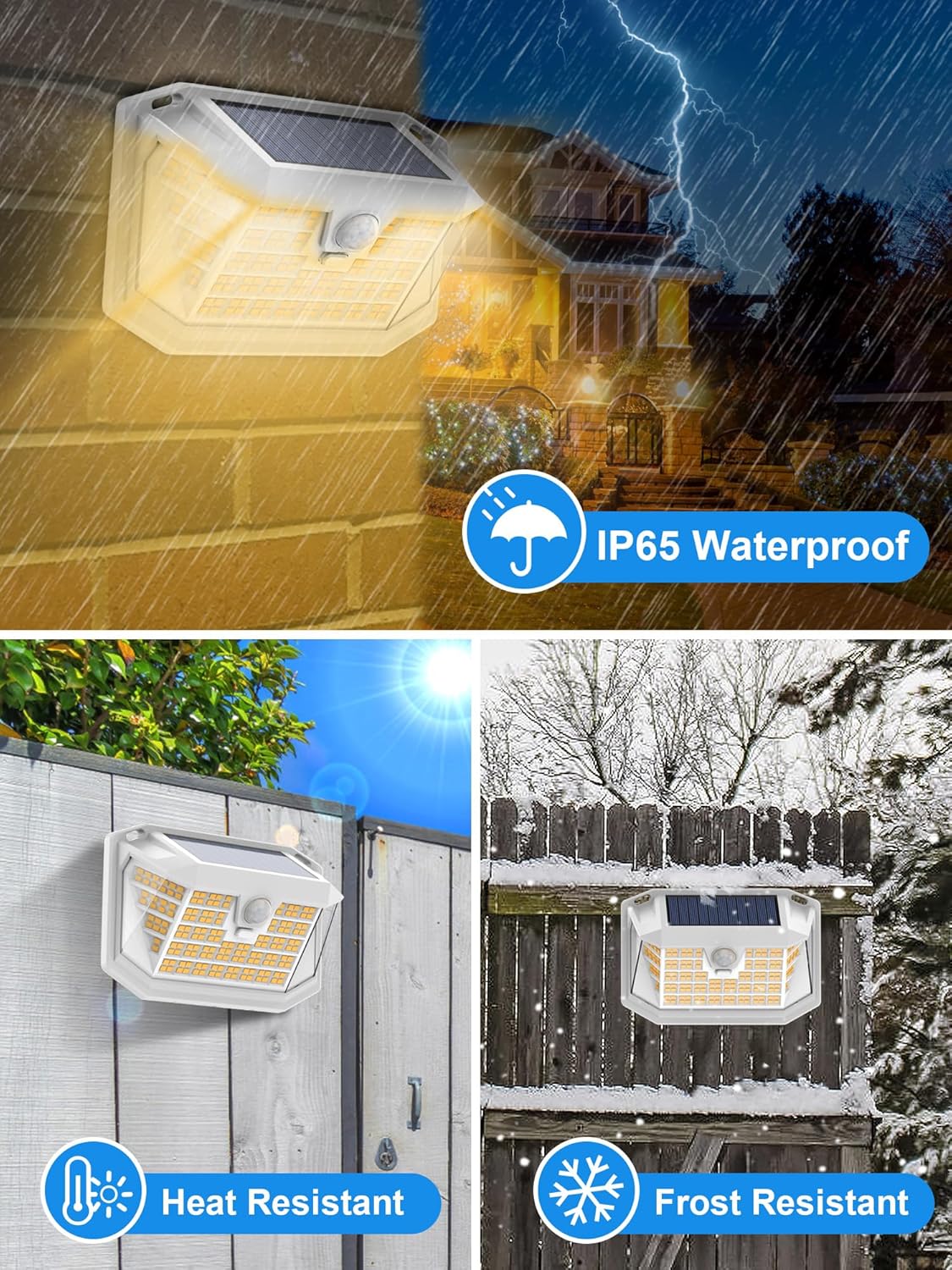 LANSOW Solar Motion Lights Outdoor 6 Pack, 188 LED/3 Modes, Motion Sensor Outdoor Light, IP65 Waterproof 270° Lighting, Solar Powered Security Flood Lights for Outside Yard Garden Wall(Warm White)