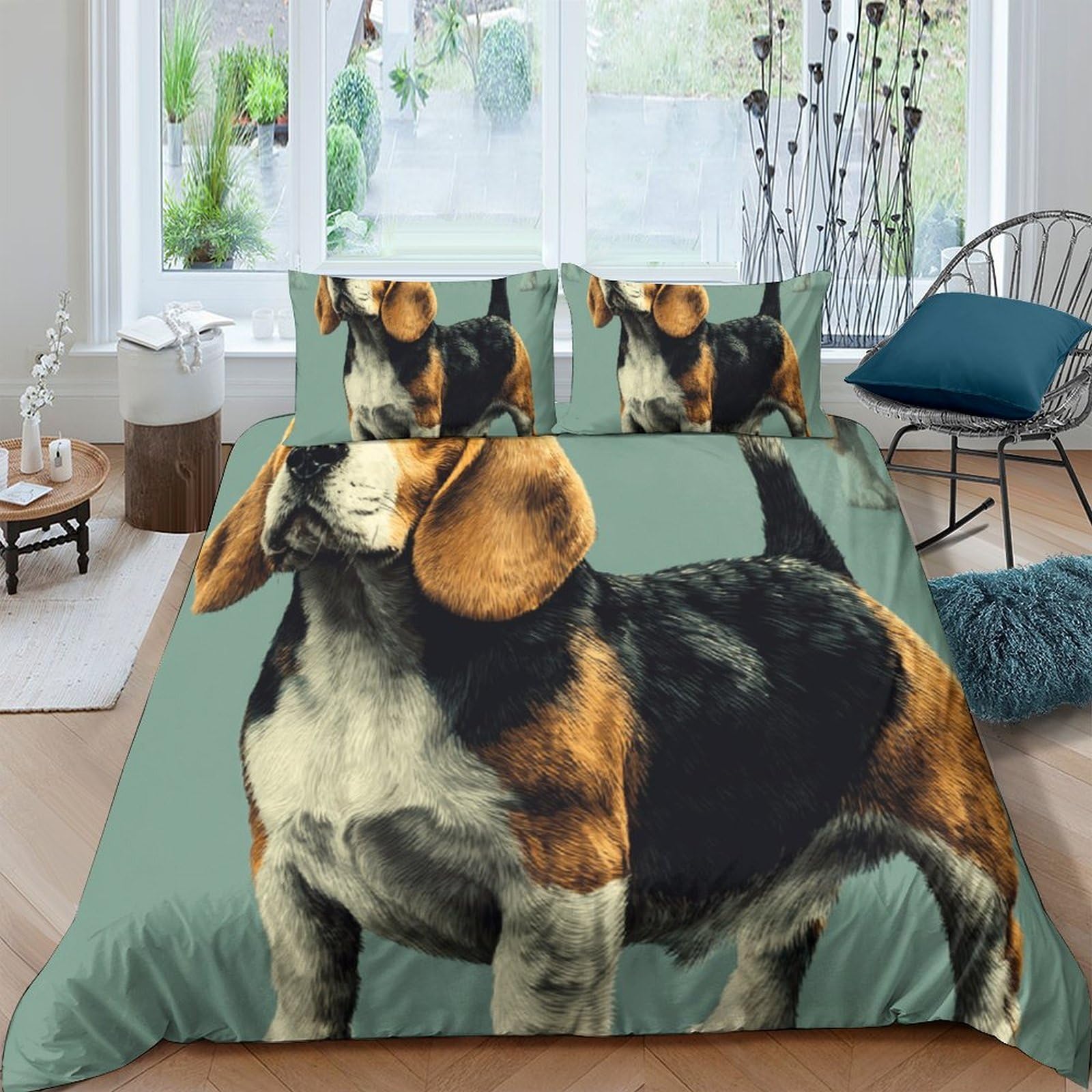 Ctjqhvkz Style-3 3D Printed Beagle Dog Pattern Fitted Sheet Microfiber Soft Anti-Slip Bed Cover For Bedroom Dorm Decor Single（135X200cm）