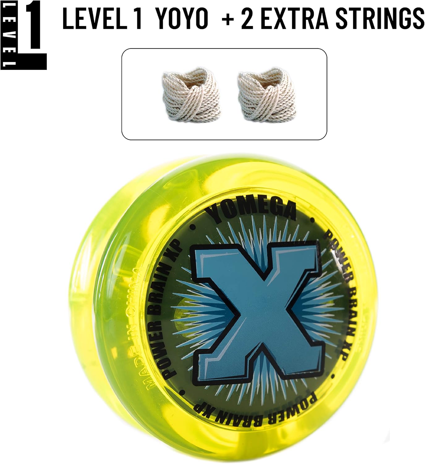 Yomega Power Brain XP yoyo - Includes Synchronized Clutch and a Smart Switch which enables Players to Choose Between auto-Return and Manual Styles of Play + Extra 2 Strings (blue)