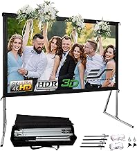 Yard Master 2, 90-inch Indoor Outdoor Portable Fast Folding Projector Screen with Stand 16:9, 8K 4K Ultra HD 3D Movie Theater Cinema 90” Foldable Rear Projection Screen, OMS90HR3