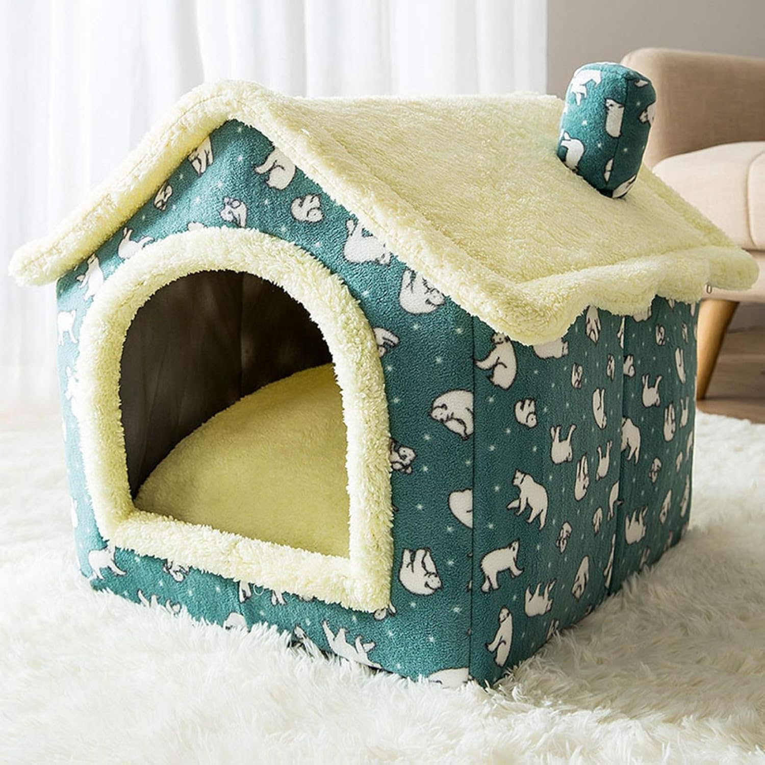 ペット用ベッド 猫ハウス 犬小屋 かわいい ドーム型 取り出し 洗える クッション付き ぐっすり眠る もこもこ 通気性 快適 伸縮性 耐久性 噛み耐え 耐汚れ 滑り止め 寒さ対策 室内用 四季兼用 S M L Faz Co Zm