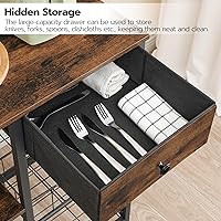 Vista 7 de HOOBRO Estante para panaderos con 4 tomas de corriente alterna, barra de café de 5 niveles con cesta de alambre, soporte para microondas con soporte