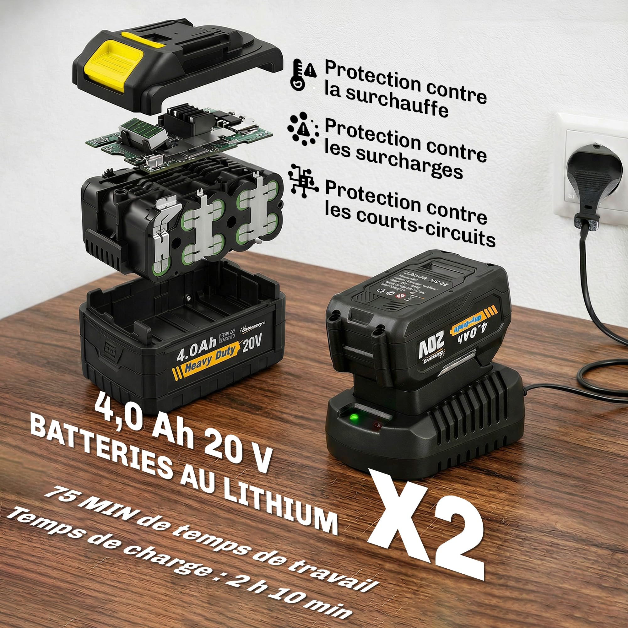 Outsunny Motobineuse sans Fil 18V - Motoculteur Électrique 355W avec 2 Batteries 4,0Ah - Léger et Anti-Mal de Dos, Largeur 20cm - Kit Complet pour Ameublir Le Sol, Potager et Seniors, Gris