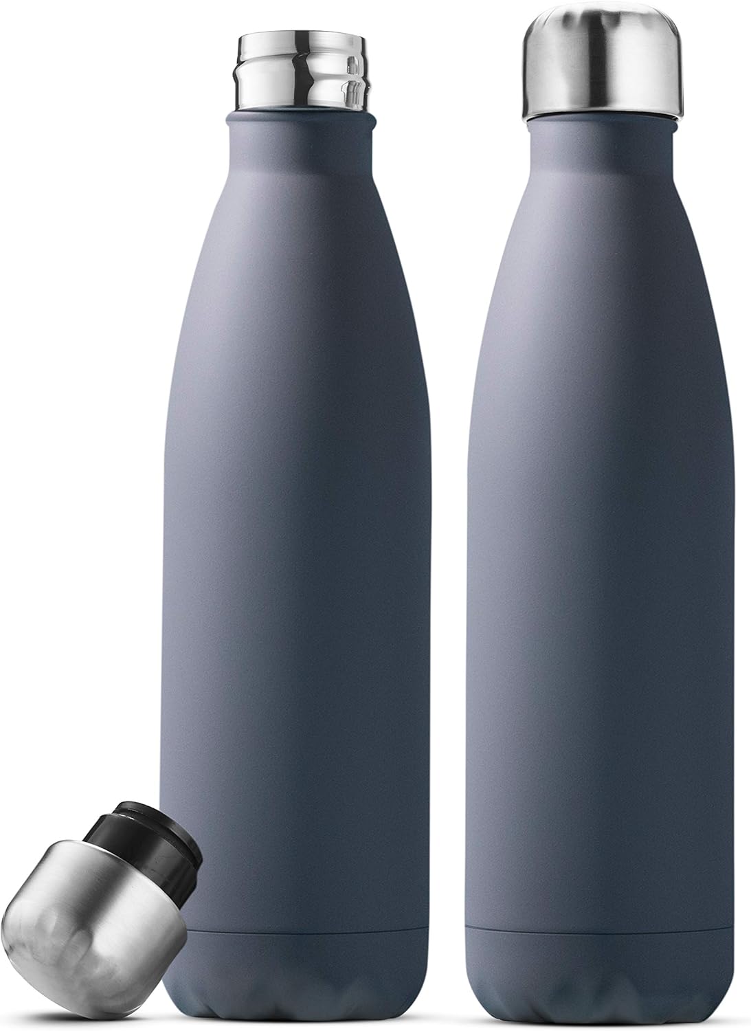 Triple-Insulated Stainless-Steel Water Bottle (set of 2) 17 Ounce, Sleek Insulated Water Bottles, Keeps Hot and Cold, 100% Leakproof Lids, Sweatproof Water Bottles, Great for Travel, Picnic, & Camping: Home & Kitchen
