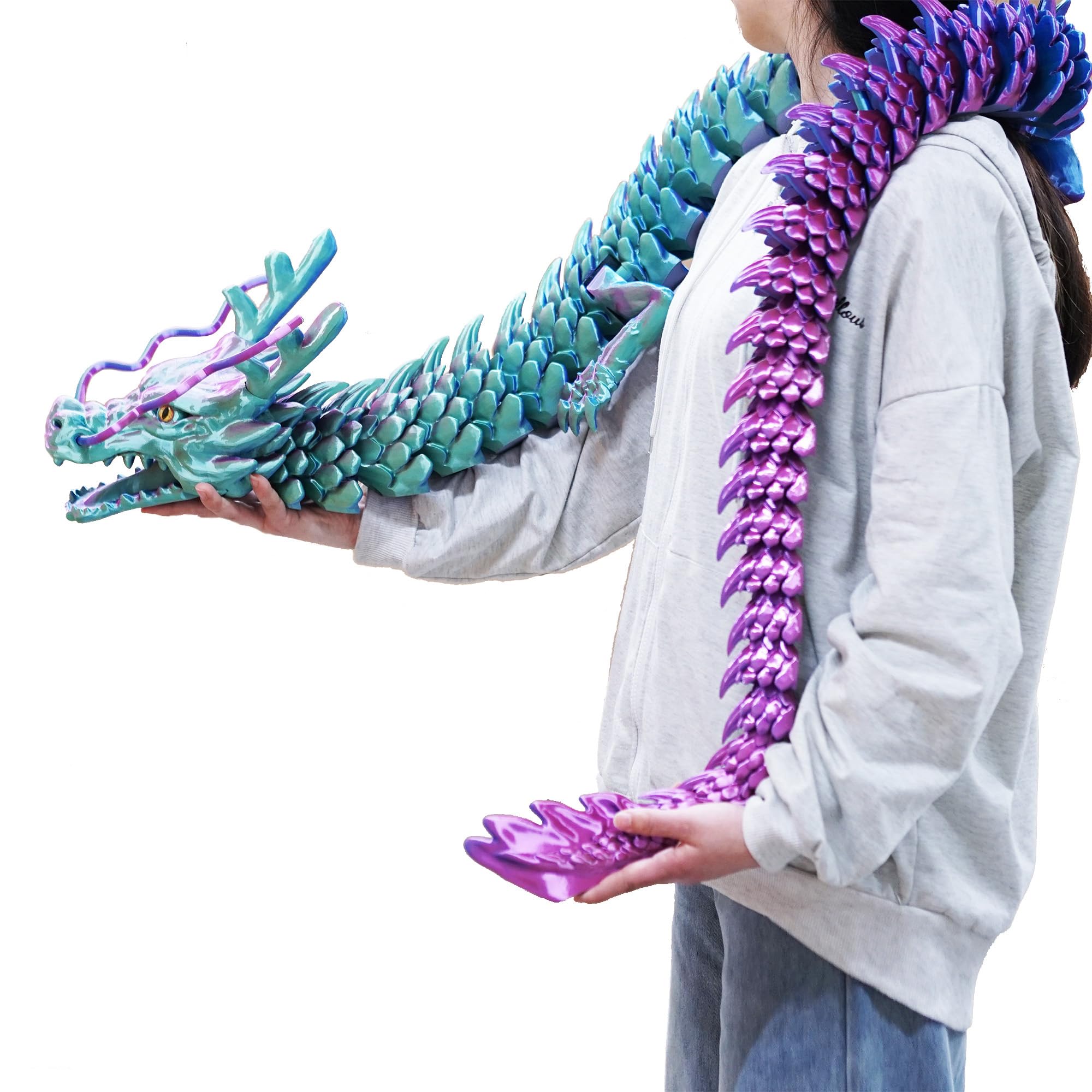 47.3inch Super Large 3D Printed Dragon Models,Flexible Joint Animal lacertid Figurines, 3D Printing Stuff Cheap,Stress Relief, Fidget restlessness,