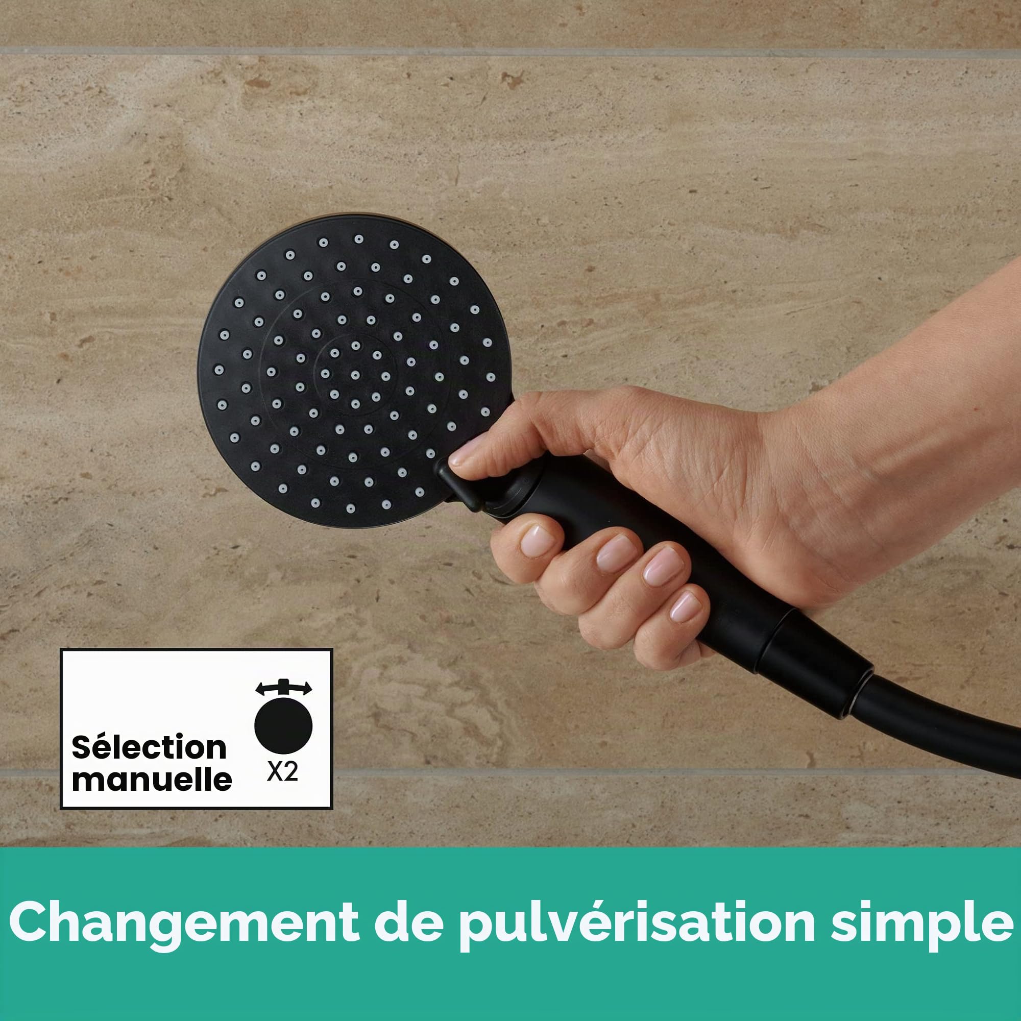 Hansgrohe tête 240mm, Noir Mat, Colonne de Douche Vernis Blend, avec mitigeur thermostatique, 1 Type de Jet, 26426670