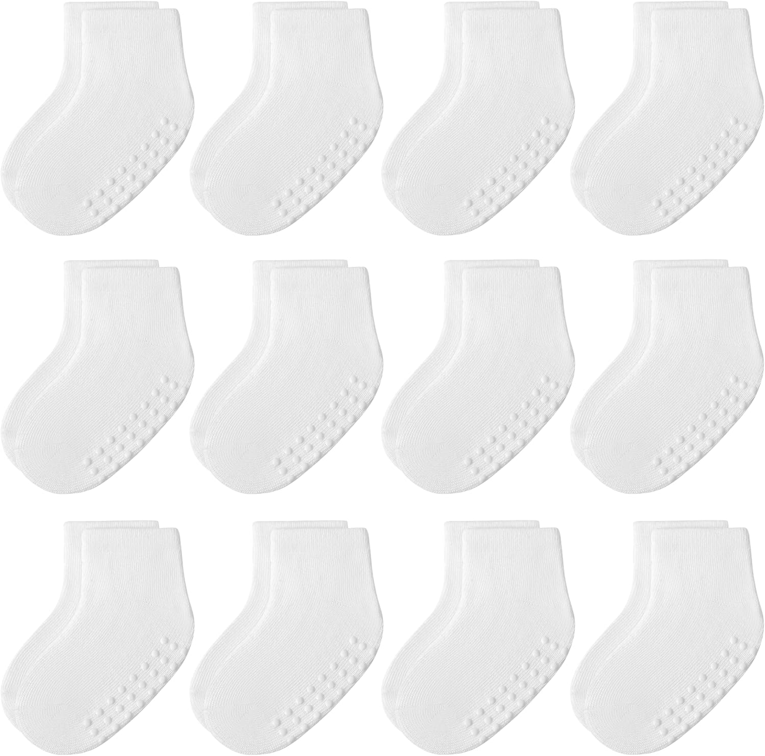 JAKIDAR 12 Pair Baby Toddler Socks Non-Slip Grip Cotton Ankle Socks for Boys Girls Non Skid Soles for Infants Kids OEKO-TEX STANDARD 100