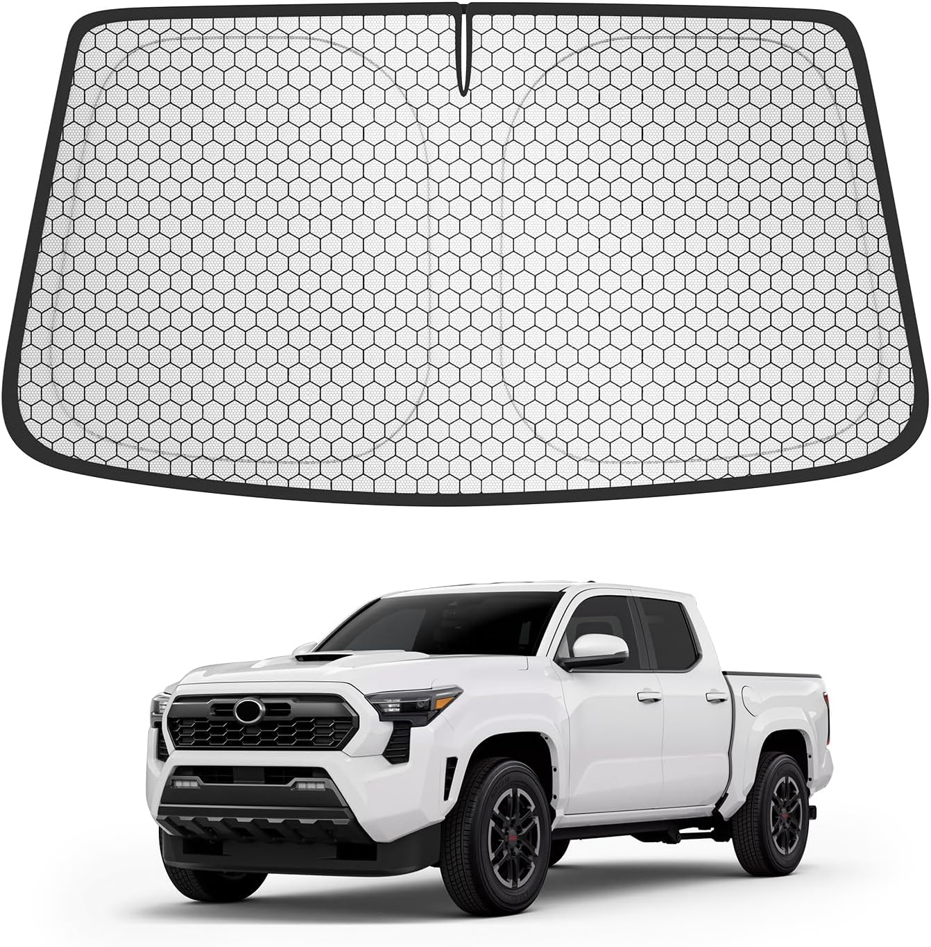 Windshield Sun Shade for Toyota Tacoma 2016-2023 2024 2025 2026 Custom Fit Sunshade Front Window Foldable Visor Cover Block UV Rays & Keep Car Cooler
