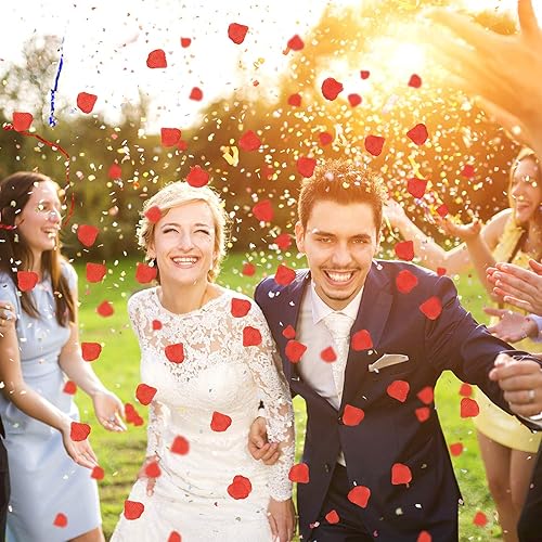 Miniatura 4 de Paquete de 9 románticas velas en forma de corazón con 200 pétalos de rosa, de seda ideales para damitas de honor, para boda, día de San Valentín,